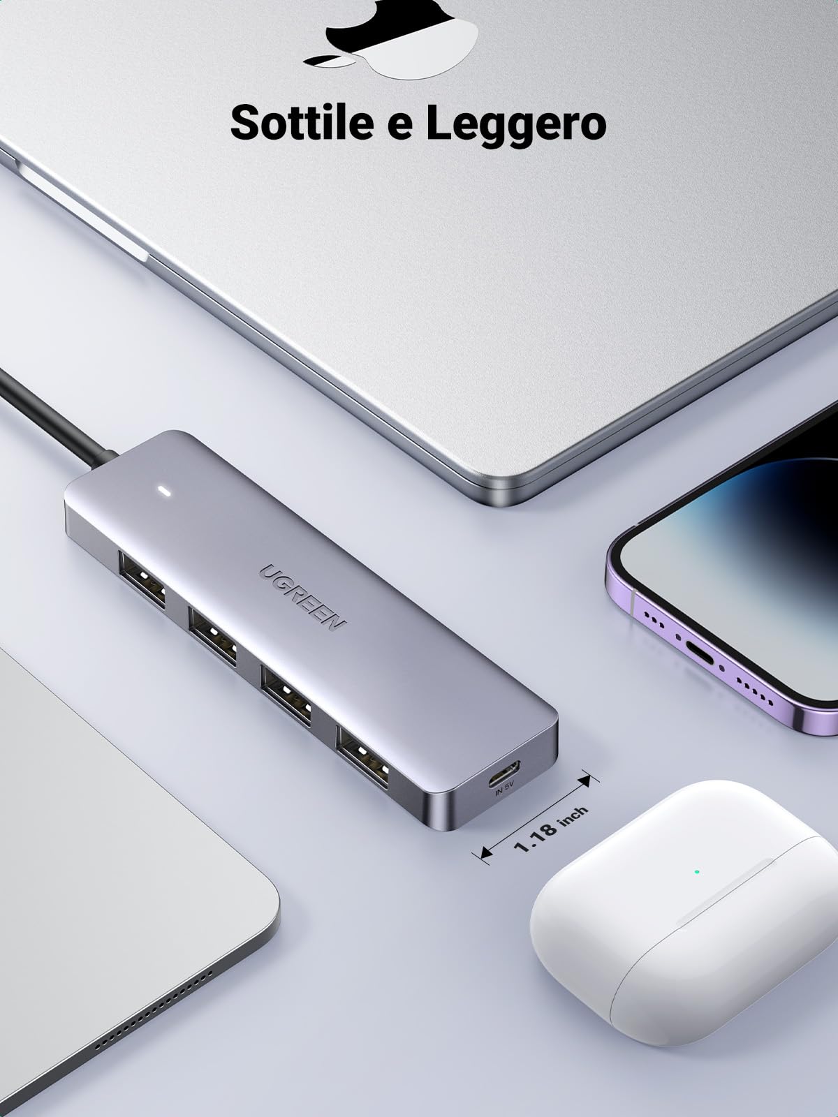 ugreen-hub-usb-c-a-4-porte-usb-3-0-5gbps-con-alimentazione-usb-c-15cm image 5