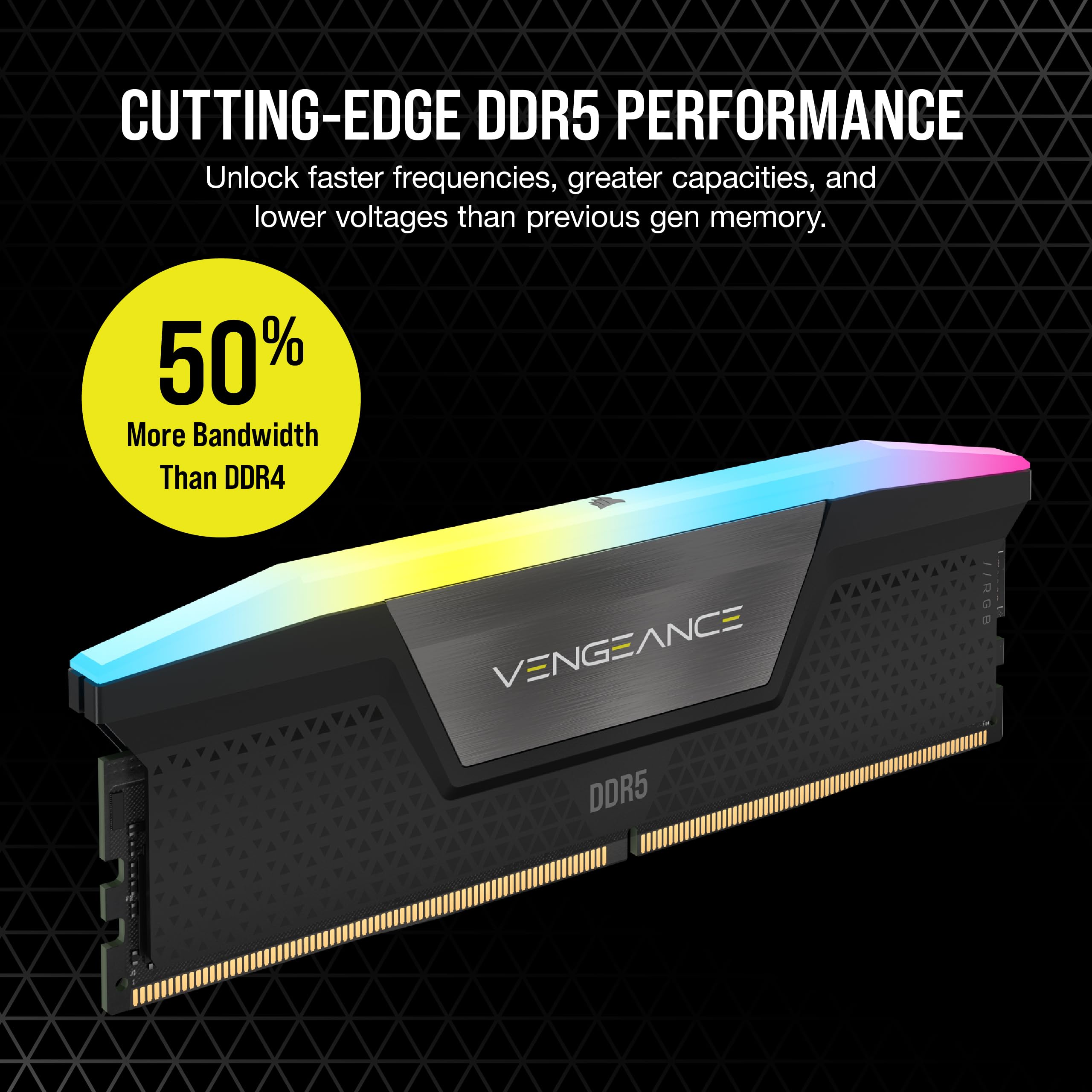 corsair-vengeance-rgb-ddr5-16gb-1-x-16gb-5600mhz-cl40-ram-desktop-nero-intel-xmp image 3