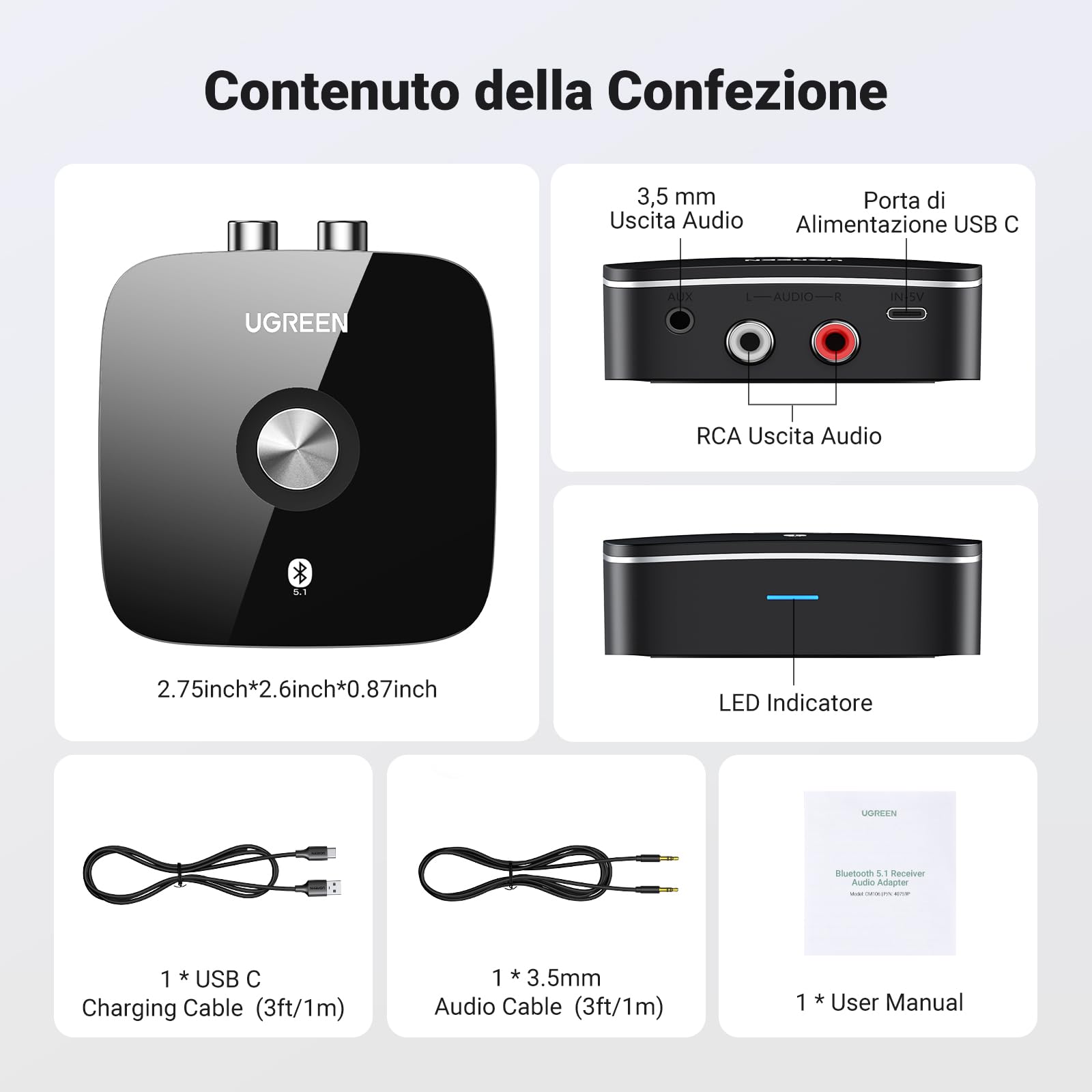 ugreen-ricevitore-bluetooth-5-1-audio-aptx-hd-rca-aux-3-5mm image 8