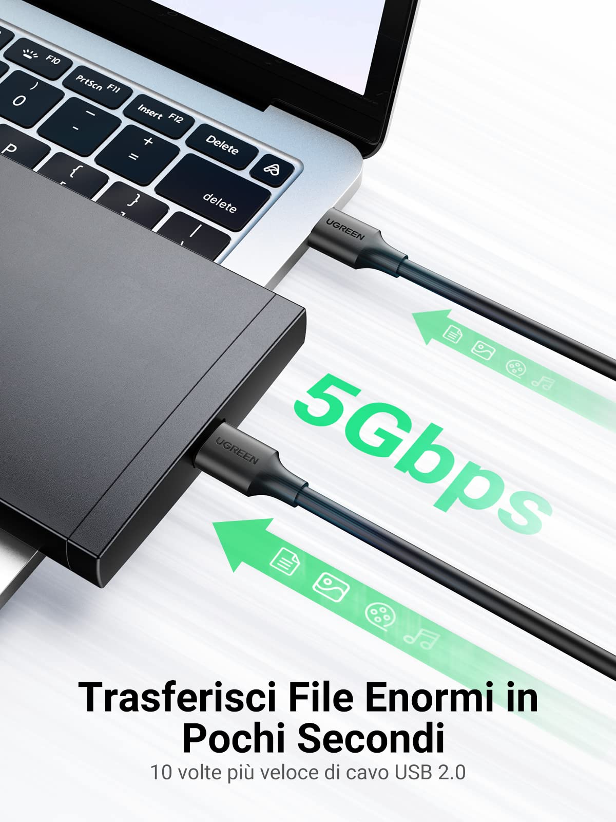 ugreen-cavo-usb-3-0-type-a-maschio-maschio-5gbps-0-5m-nero image 2