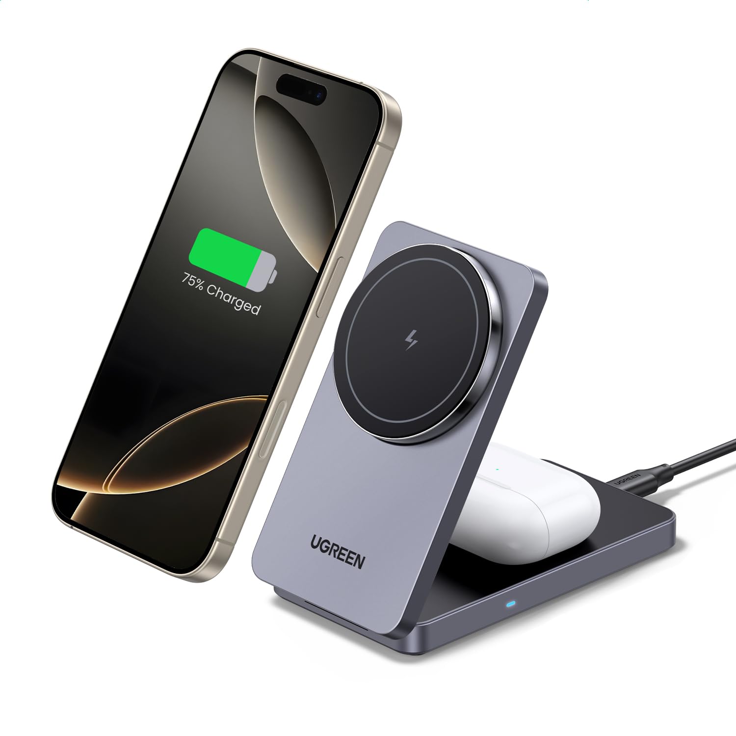 ugreen-magflow-stazione-ricarica-magnetica-2-in-1-per-iphone-e-airpods image 1