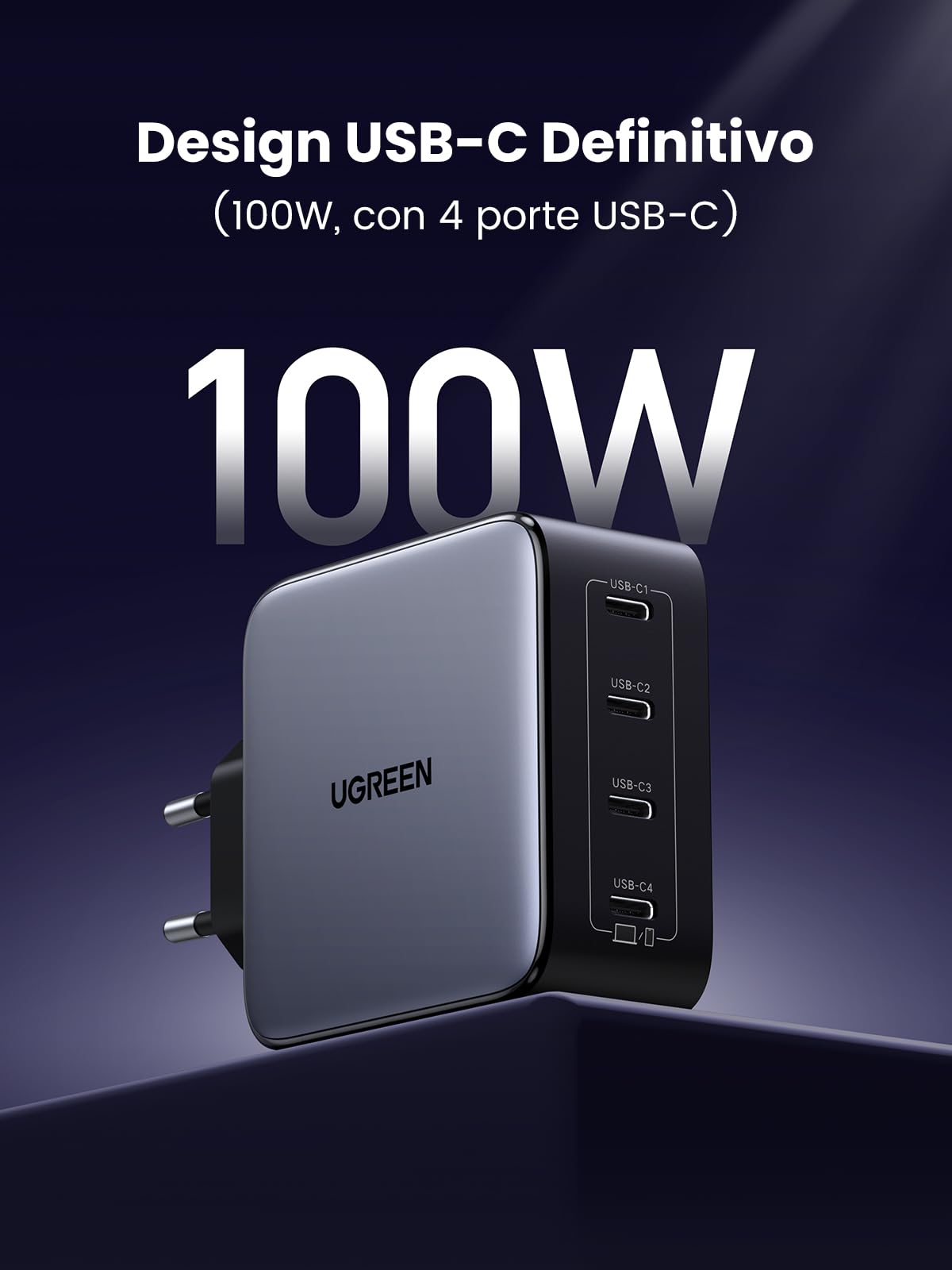 ugreen-nexode-100w-caricatore-usb-c-gan-4-porte-type-c-pd-3-0-e-pps-45w-per-macb image 2