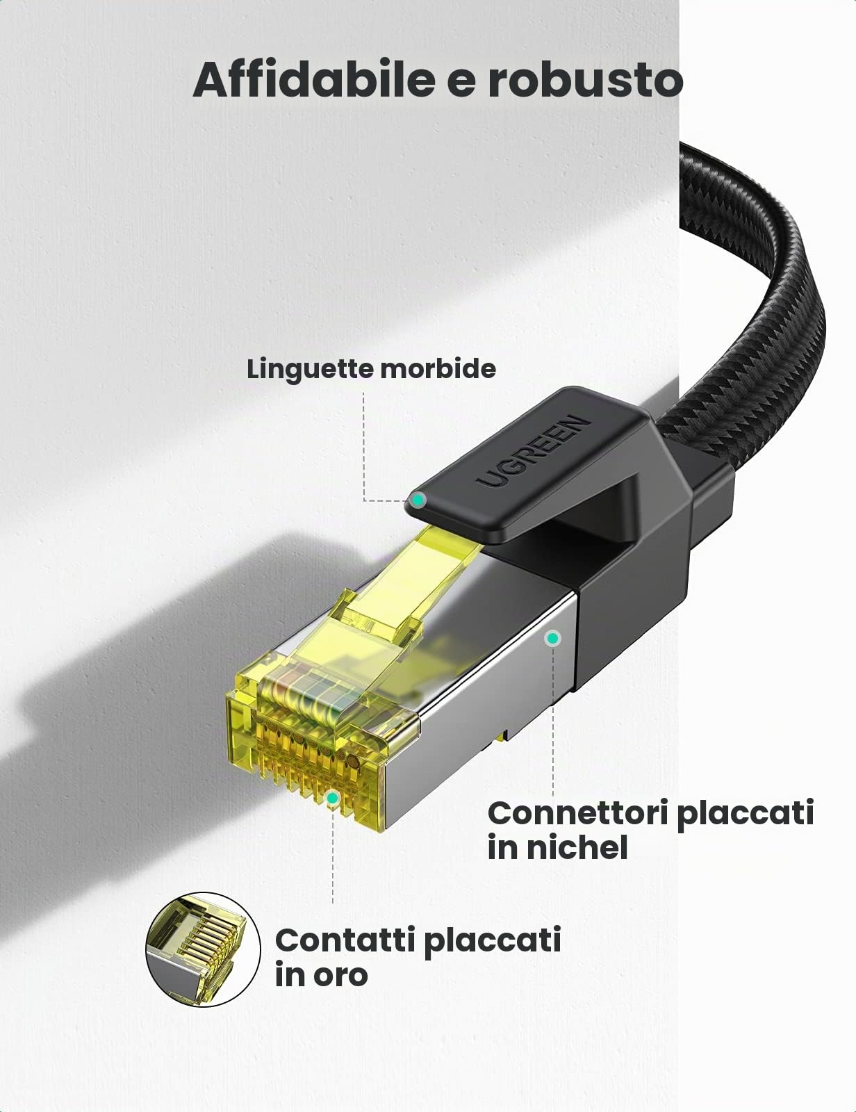 ugreen-cavo-ethernet-cat-7-piatto-in-nylon-10gbps-600mhz-15m image 5