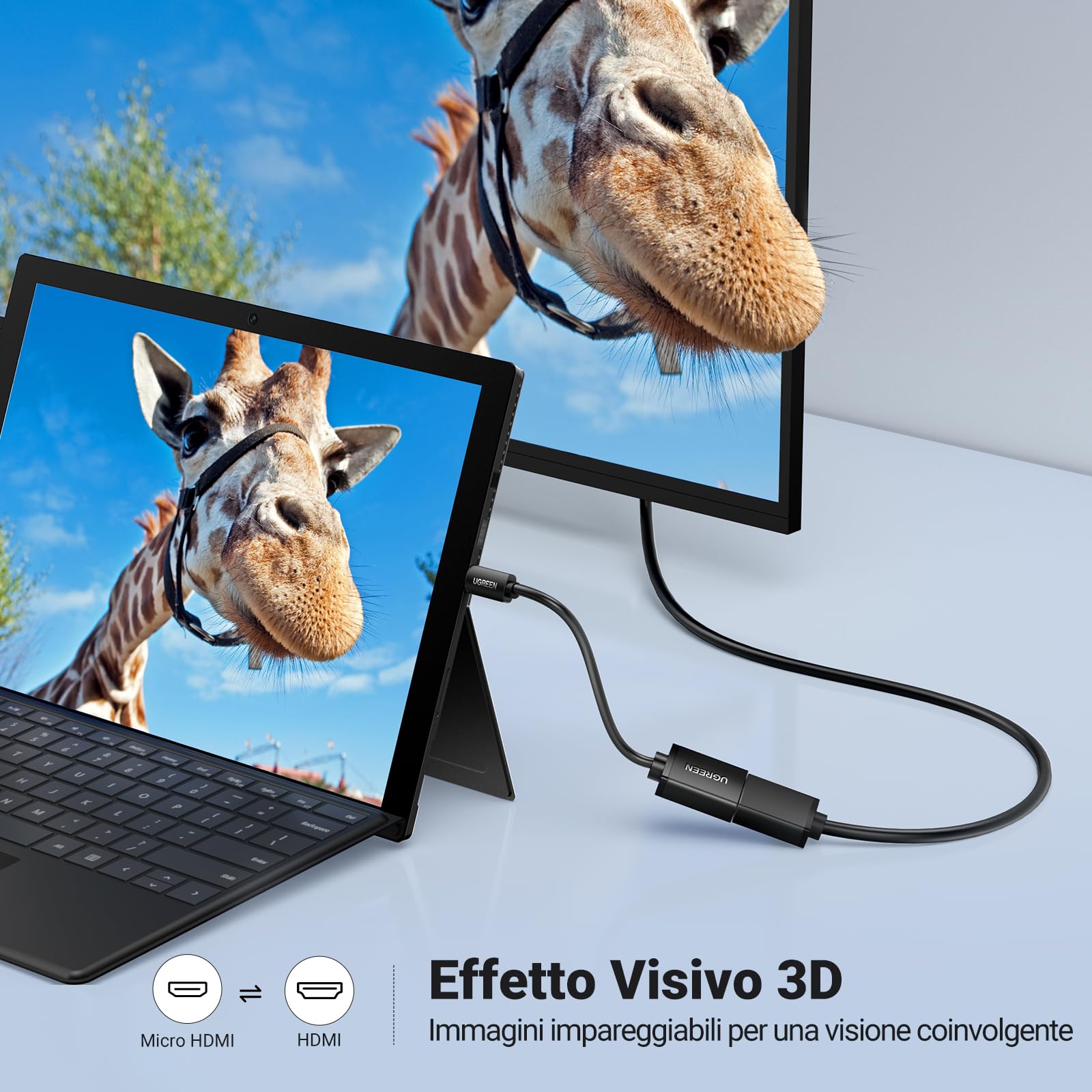 ugreen-cavo-adattatore-micro-hdmi-maschio-a-hdmi-femmina-4k-50cm image 3