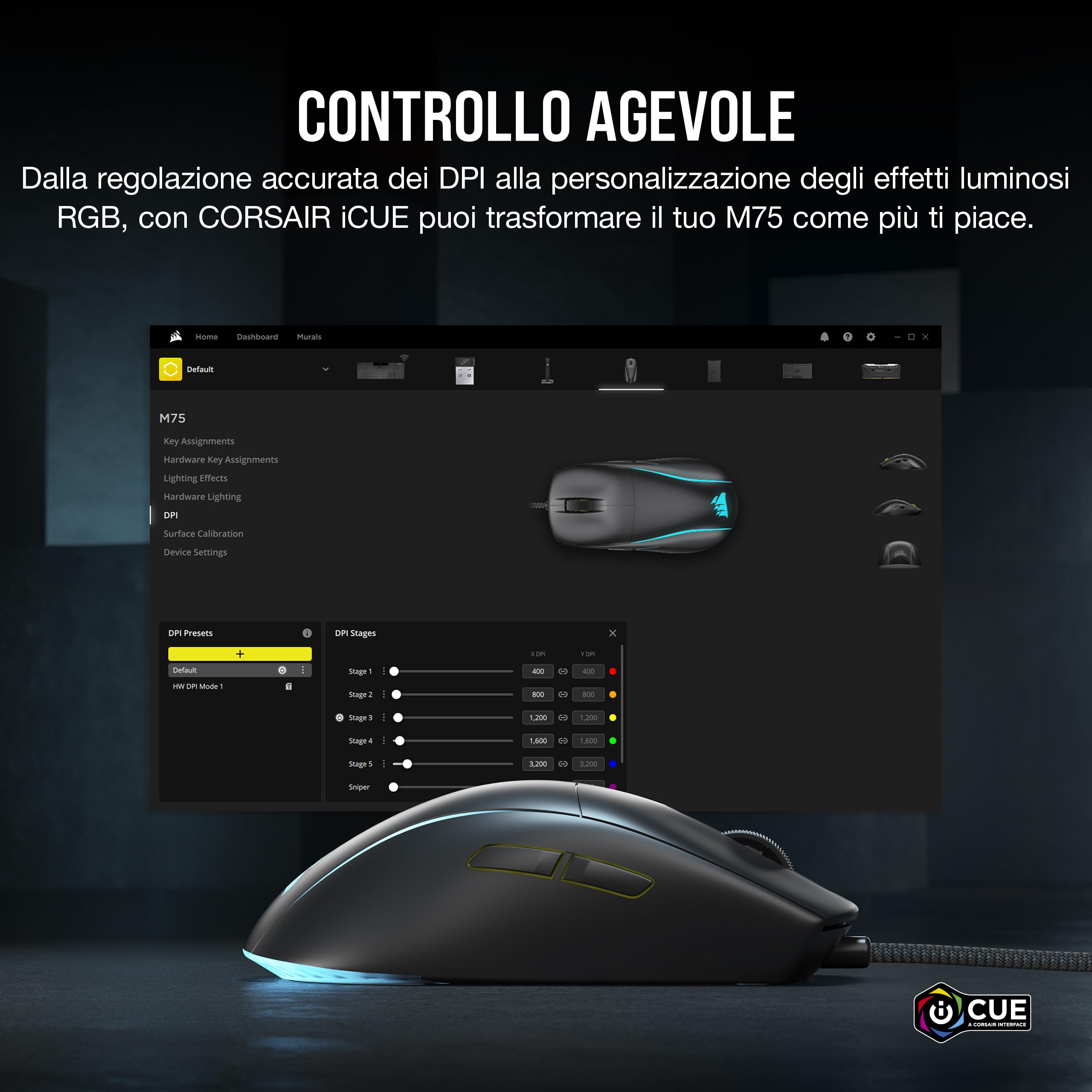 corsair-m75-wired-rgb-mouse-gaming-fps-leggero-nero image 7