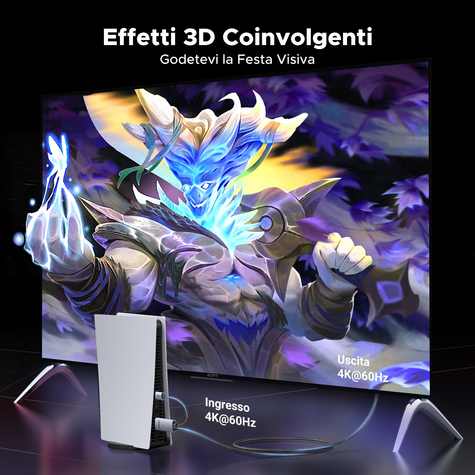 ugreen-cavo-hdmi-a-displayport-4k-60hz-2m-con-alimentazione-usb-a-alluminio image 4
