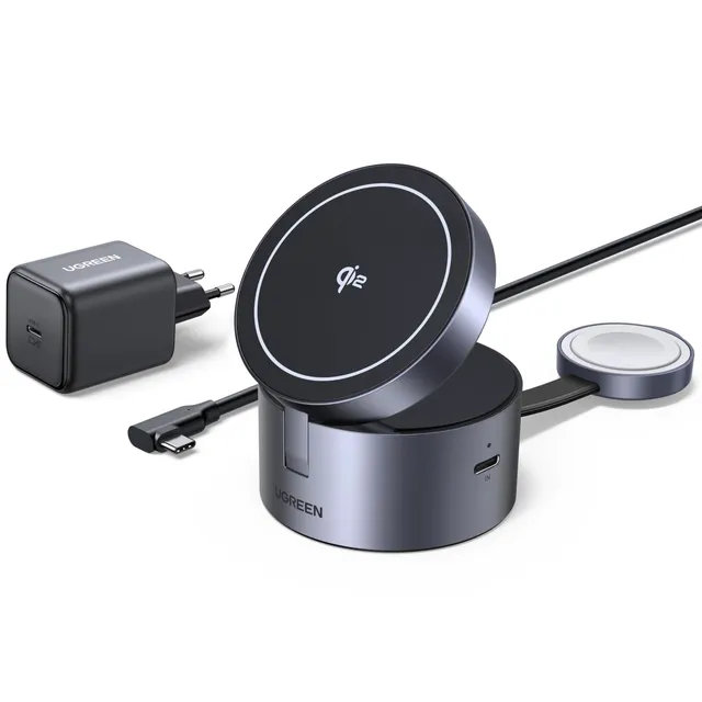 ugreen-magflow-3-in-1-caricatore-wireless-qi2-15w-con-caricatore-45w image 1