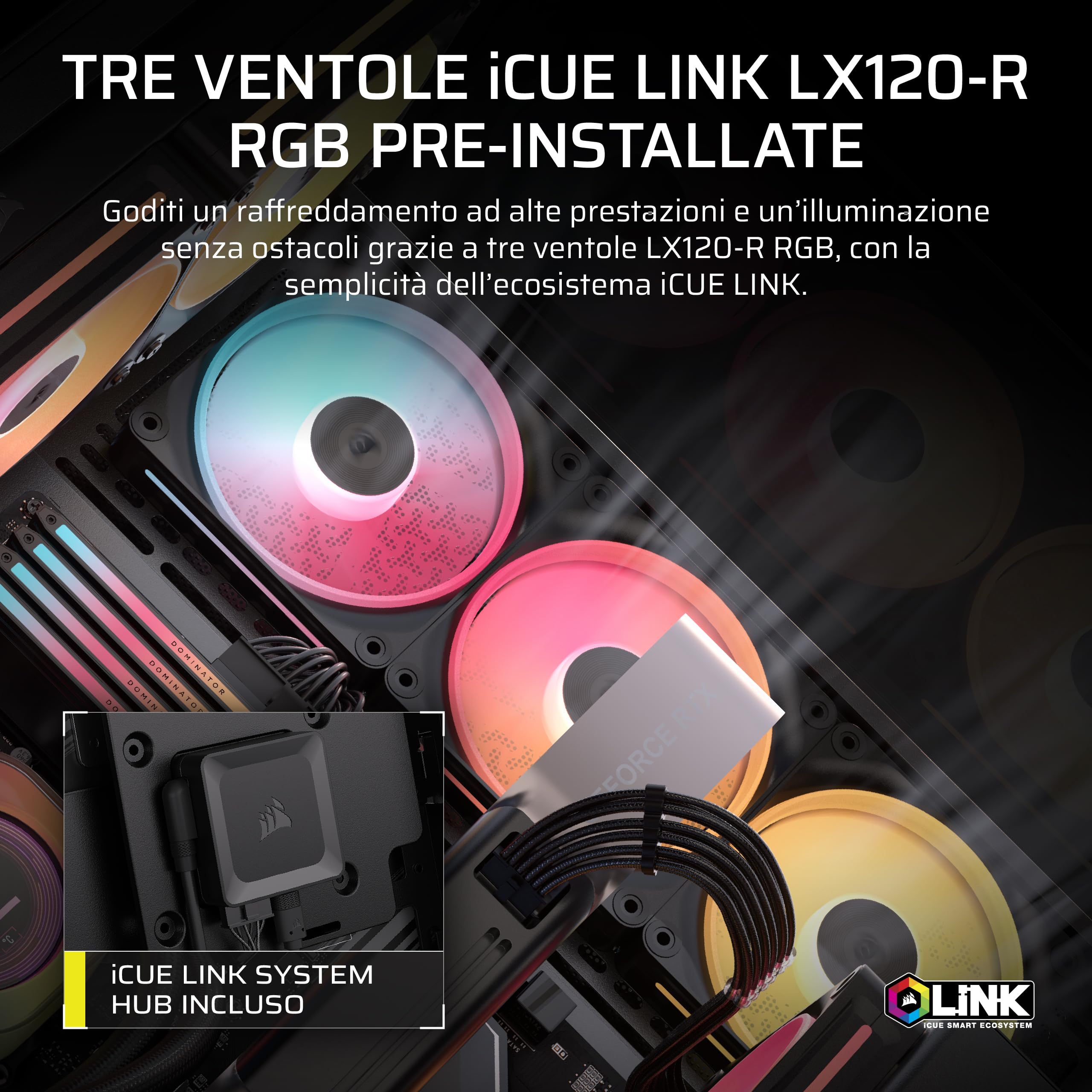 corsair-3500x-lx-r-rgb-icue-link-mid-tower-panoramico-nero-con-3-ventole image 3
