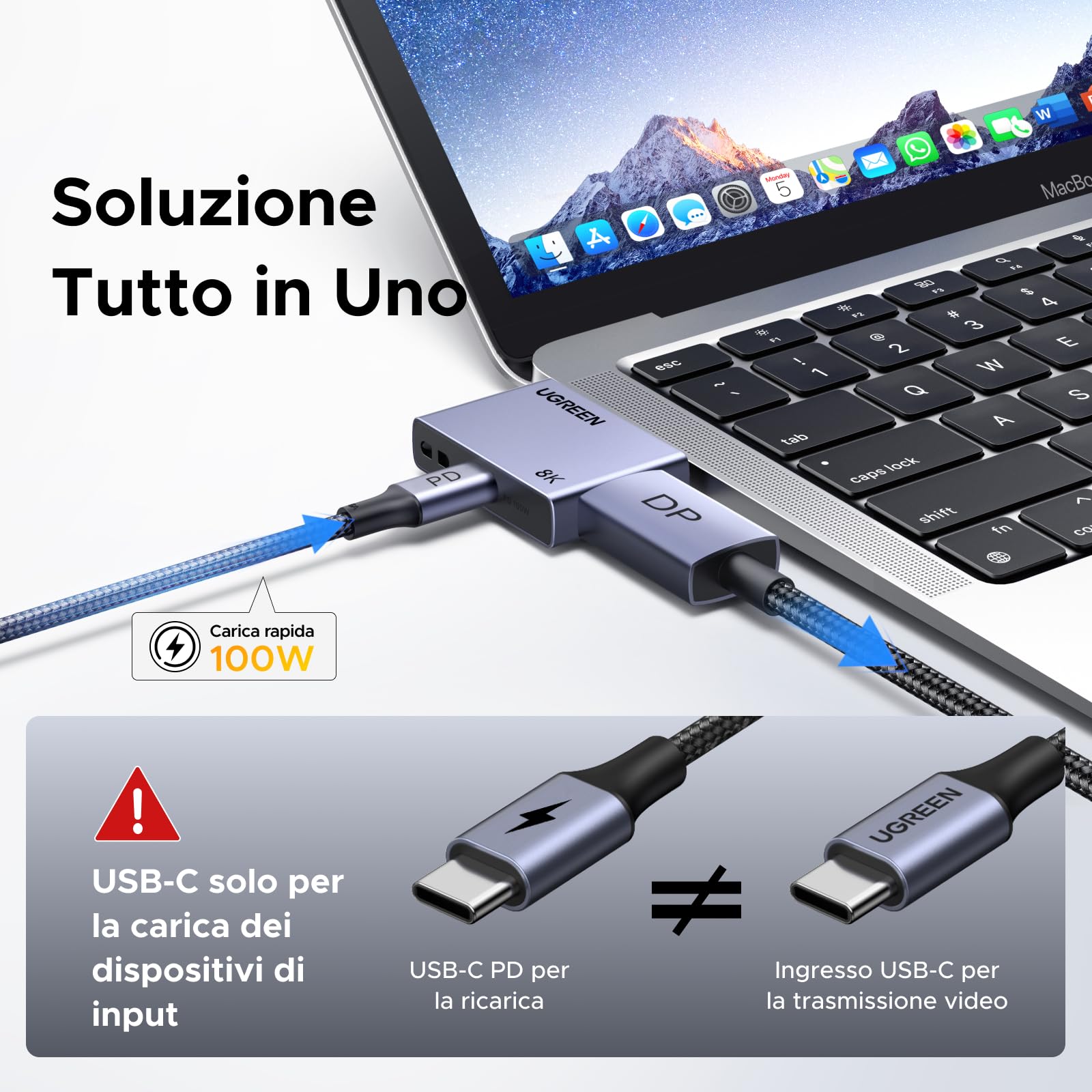 ugreen-cavo-usb-c-a-displayport-1-4-8k-60hz-con-pd-100w image 4