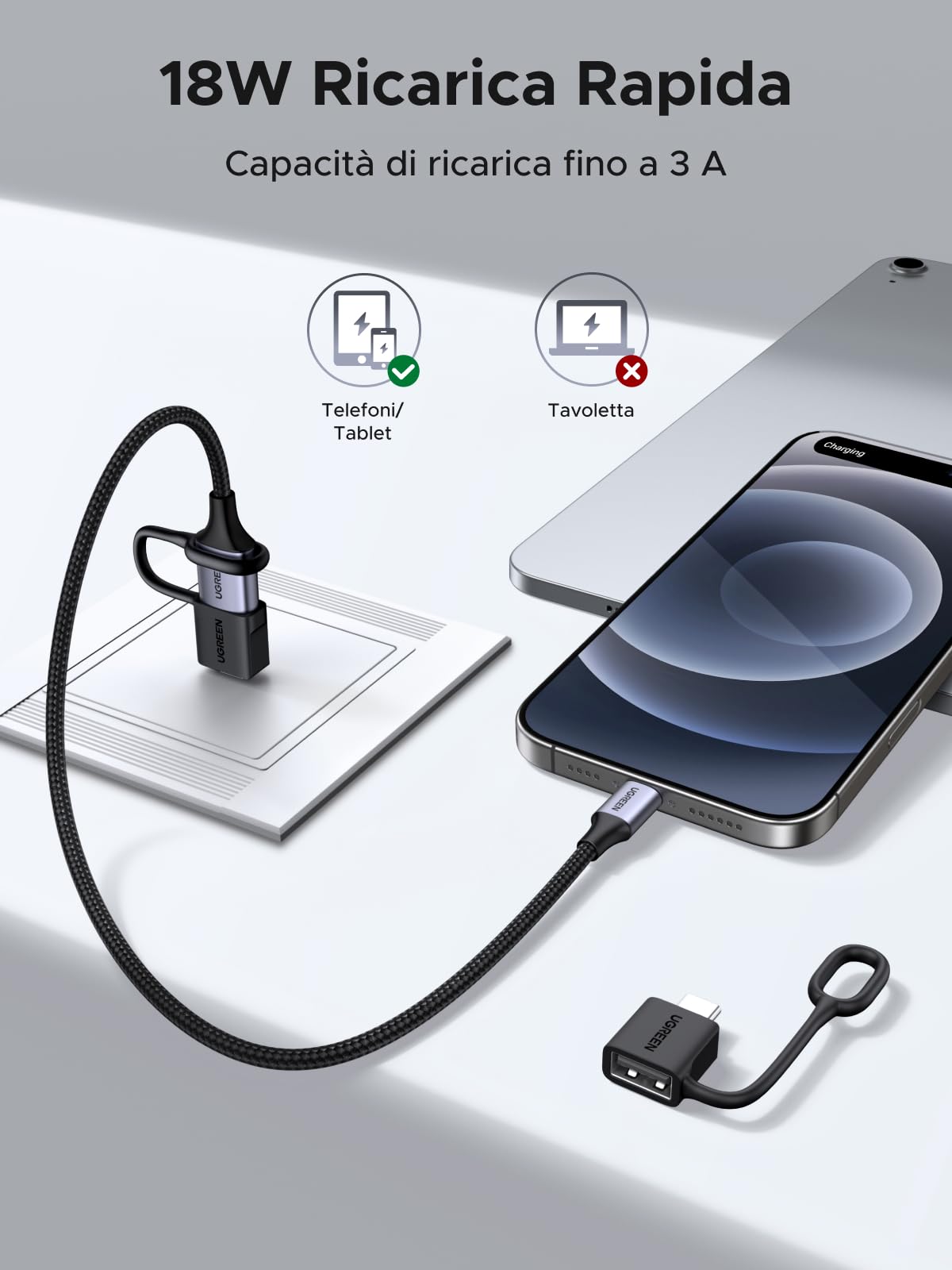 ugreen-adattatore-usb-c-a-usb-a-3-2-10gbps-otg-2-pezzi-anti-perso image 2