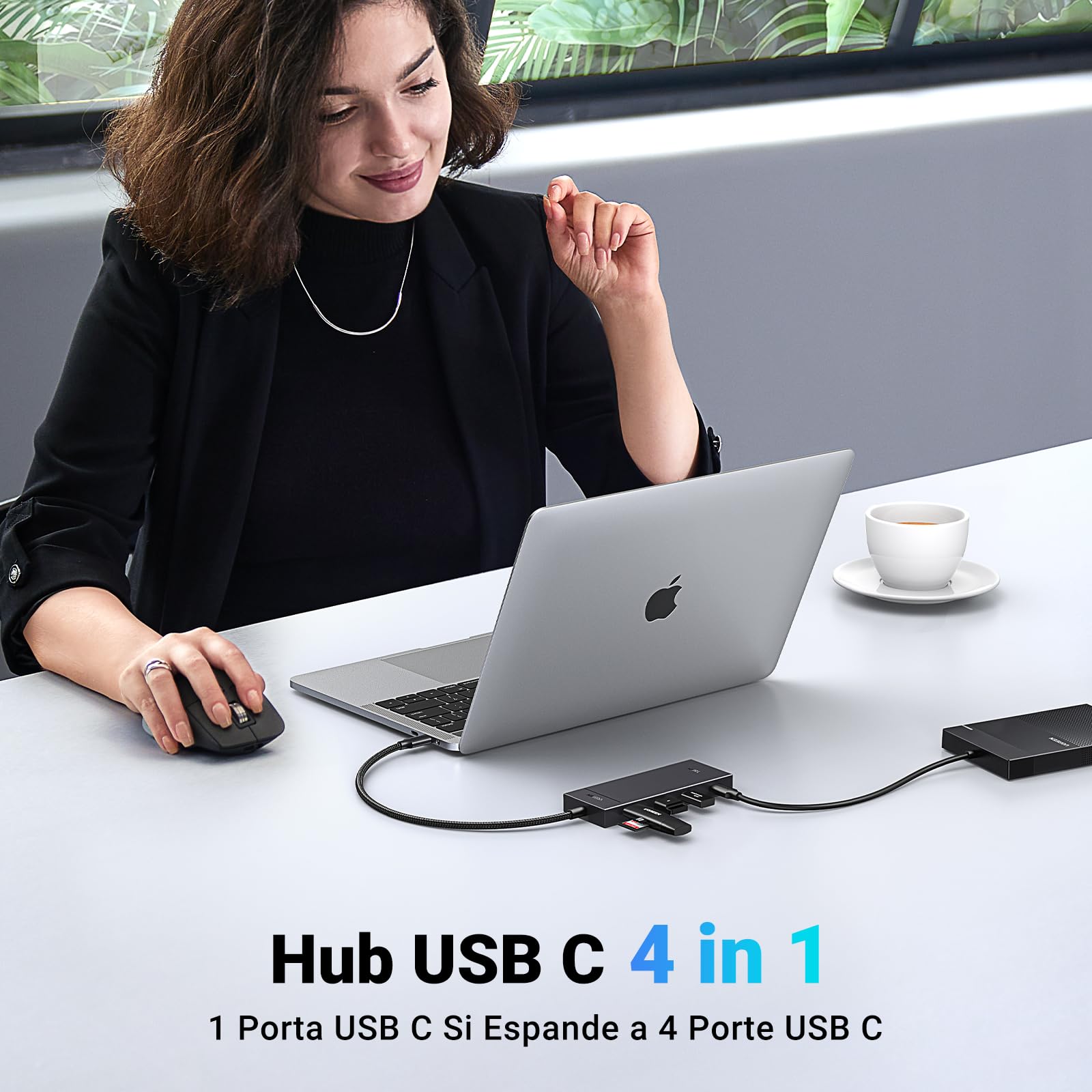 ugreen-hub-usb-c-10gbps-a-4-porte-type-c-usb-3-2-gen-2-con-cavo-30cm image 3