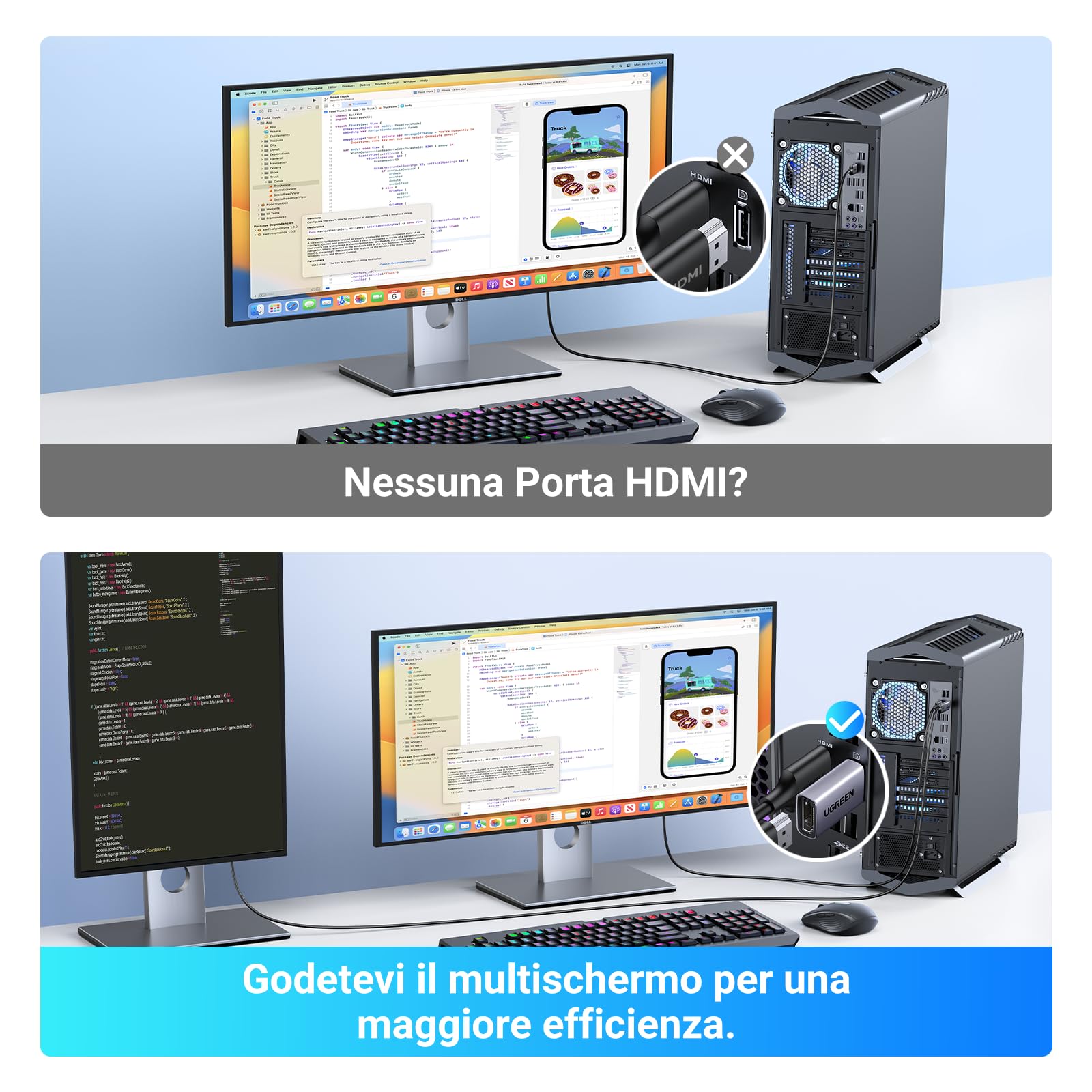 ugreen-adattatore-displayport-a-hdmi-4k-30hz-2-pezzi-convertitore-dp-maschio-a-h image 2