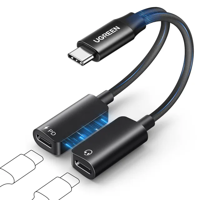 ugreen-adattatore-usb-c-a-usb-c-2-in-1-pd-60w-audio-hi-res-96khz-24bit-magnetico image 1
