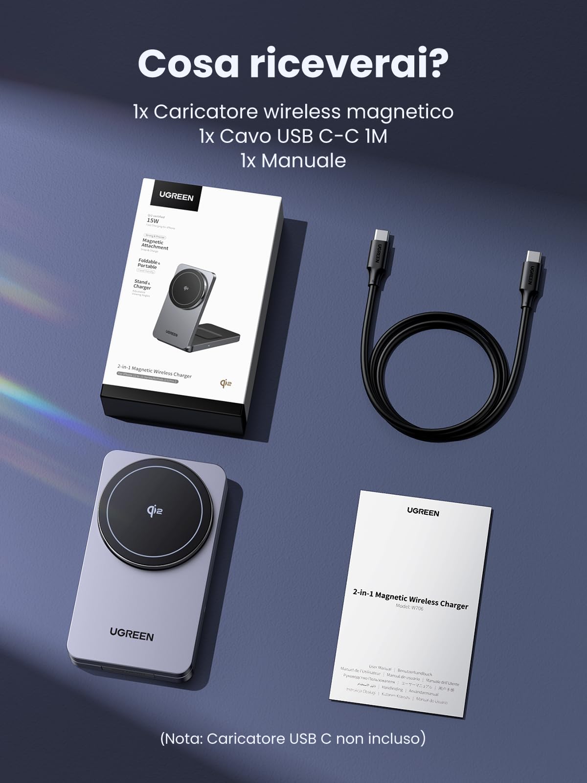 ugreen-magflow-qi2-caricatore-wireless-magnetico-2-in-1-15w-per-iphone-e-airpods image 8
