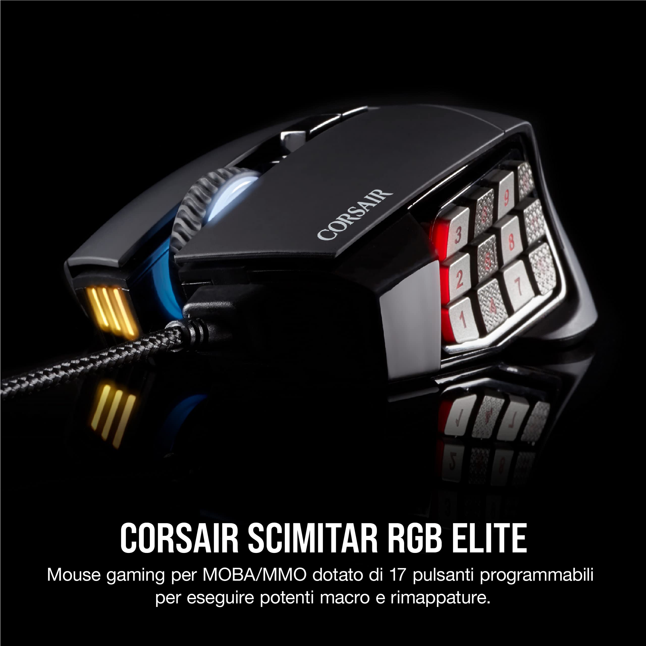 corsair-scimitar-elite-rgb-mouse-gaming-moba-mmo-18000-dpi-nero image 2