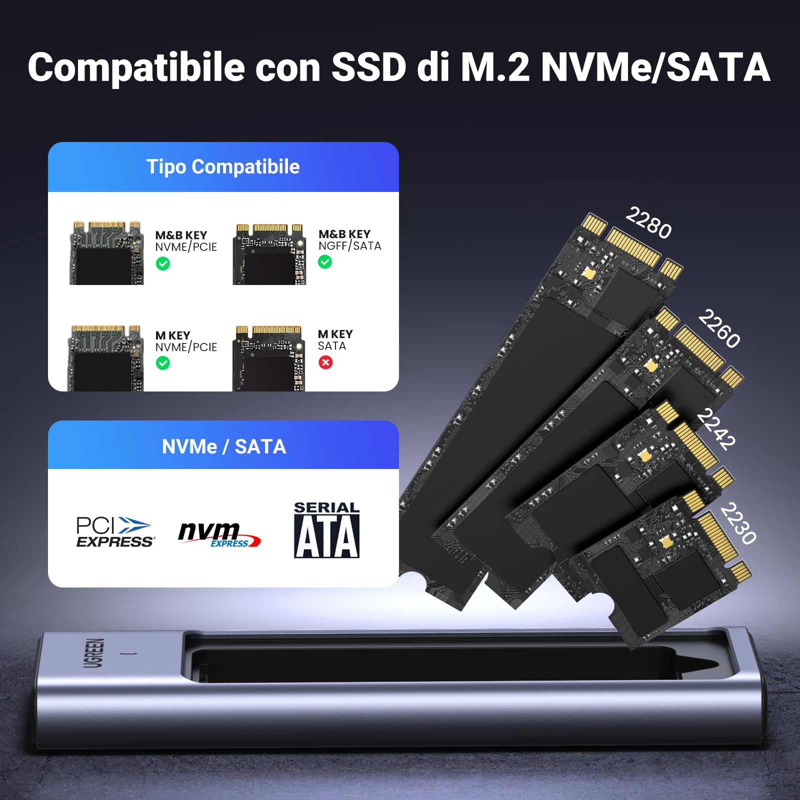 ugreen-case-ssd-m-2-nvme-sata-20gbps-usb-c-3-2-gen-2x2-per-2230-2242-2260-2280 image 3