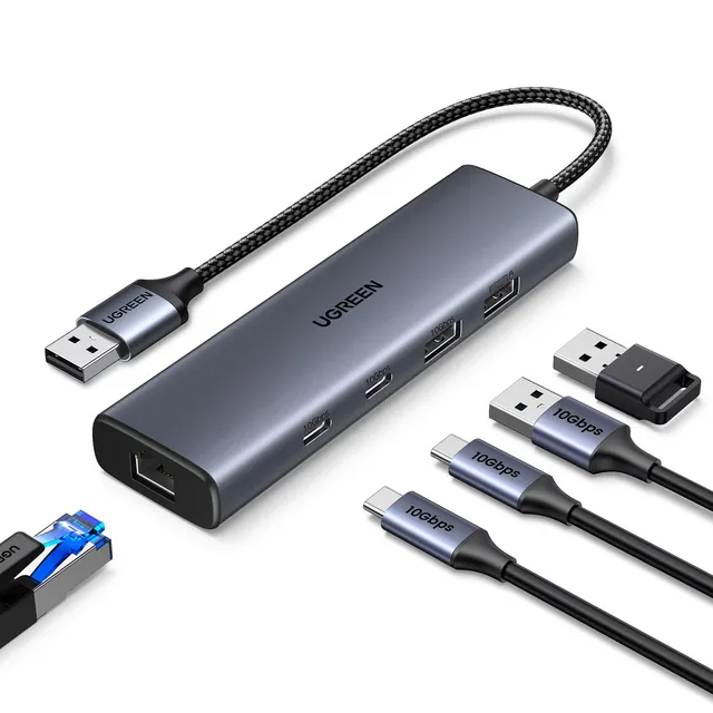 ugreen-hub-ethernet-usb-a-6-in-1-lan-gigabit-1000mbps-2x-usb-c-3-2-10gbps image 1