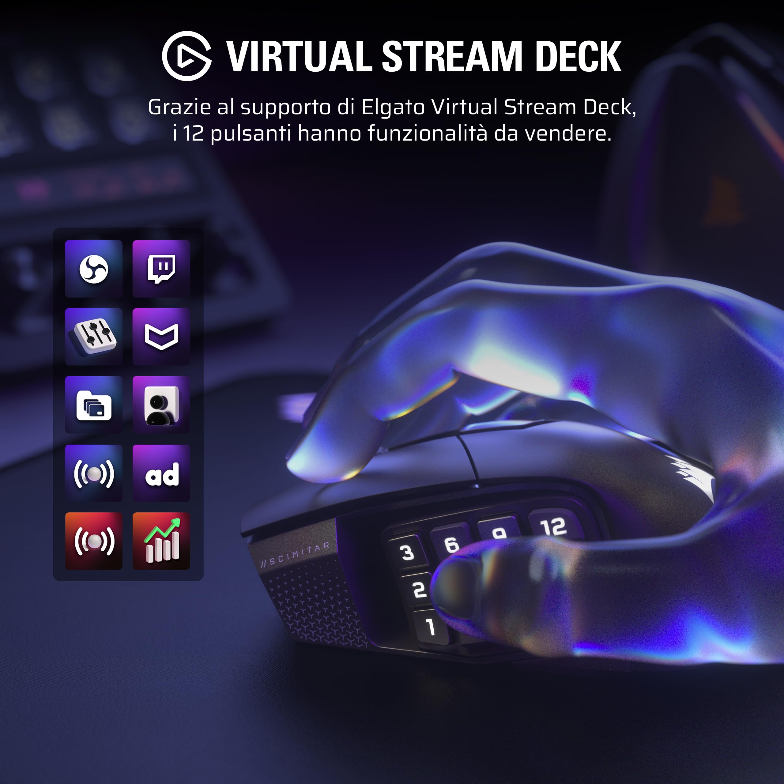 corsair-scimitar-elite-wireless-se-mouse-gaming-mmo-gunmetal-33-000-dpi-16-pulsa image 5