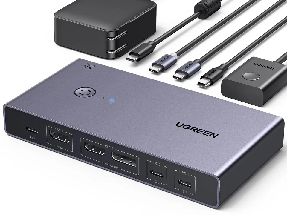 ugreen-switch-kvm-hdmi-2-0-4k-60hz-2-pc-2-monitor-usb-3-0 image 1