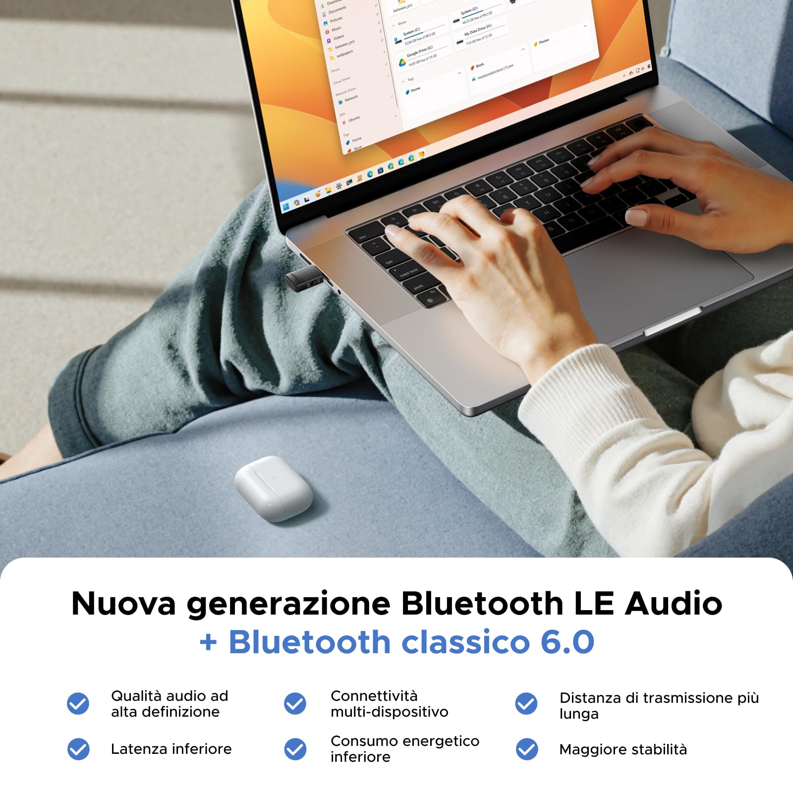 ugreen-trasmettitore-bluetooth-6-0-usb-c-le-audio-auracast-per-switch-e-pc image 3