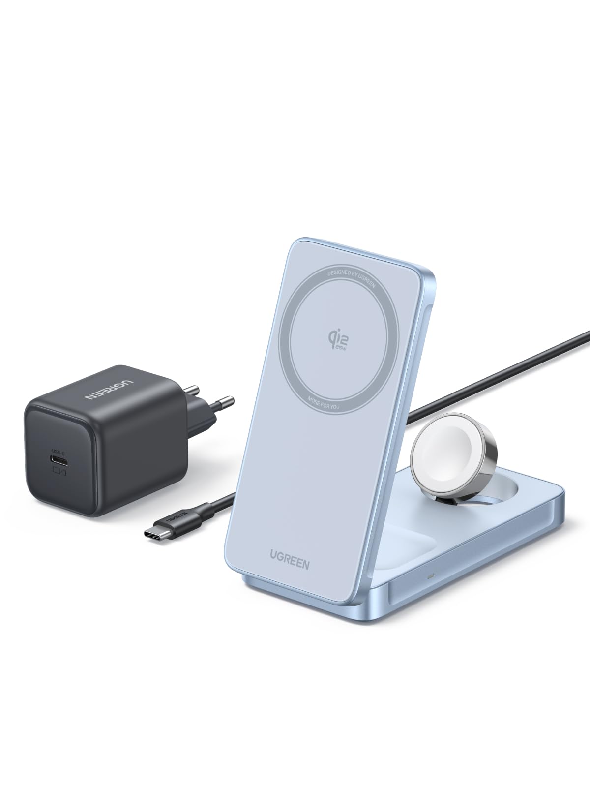 ugreen-magflow-stazione-ricarica-wireless-3in1-qi2-25w-pieghevole image 1