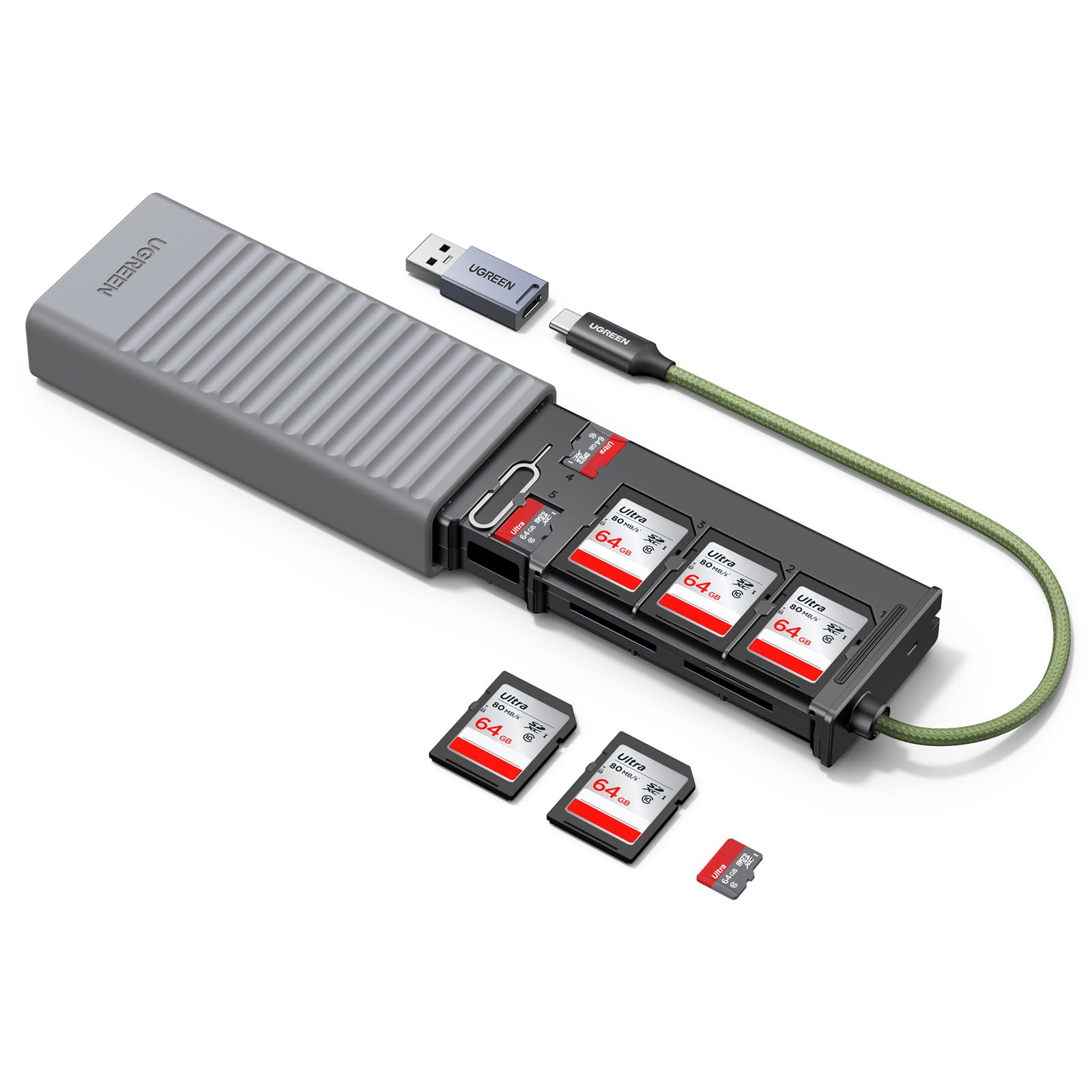 ugreen-lettore-di-schede-sd-tf-usb-c-usb-a-con-custodia-portatile-170mb-s image 1