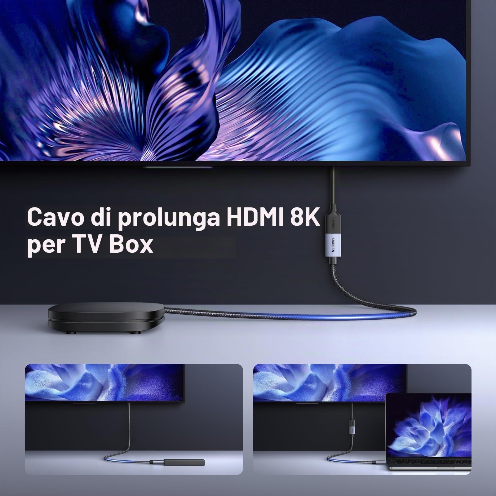 ugreen-cavo-di-prolunga-hdmi-2-1-maschio-femmina-1m-8k-60hz-48gbps image 4