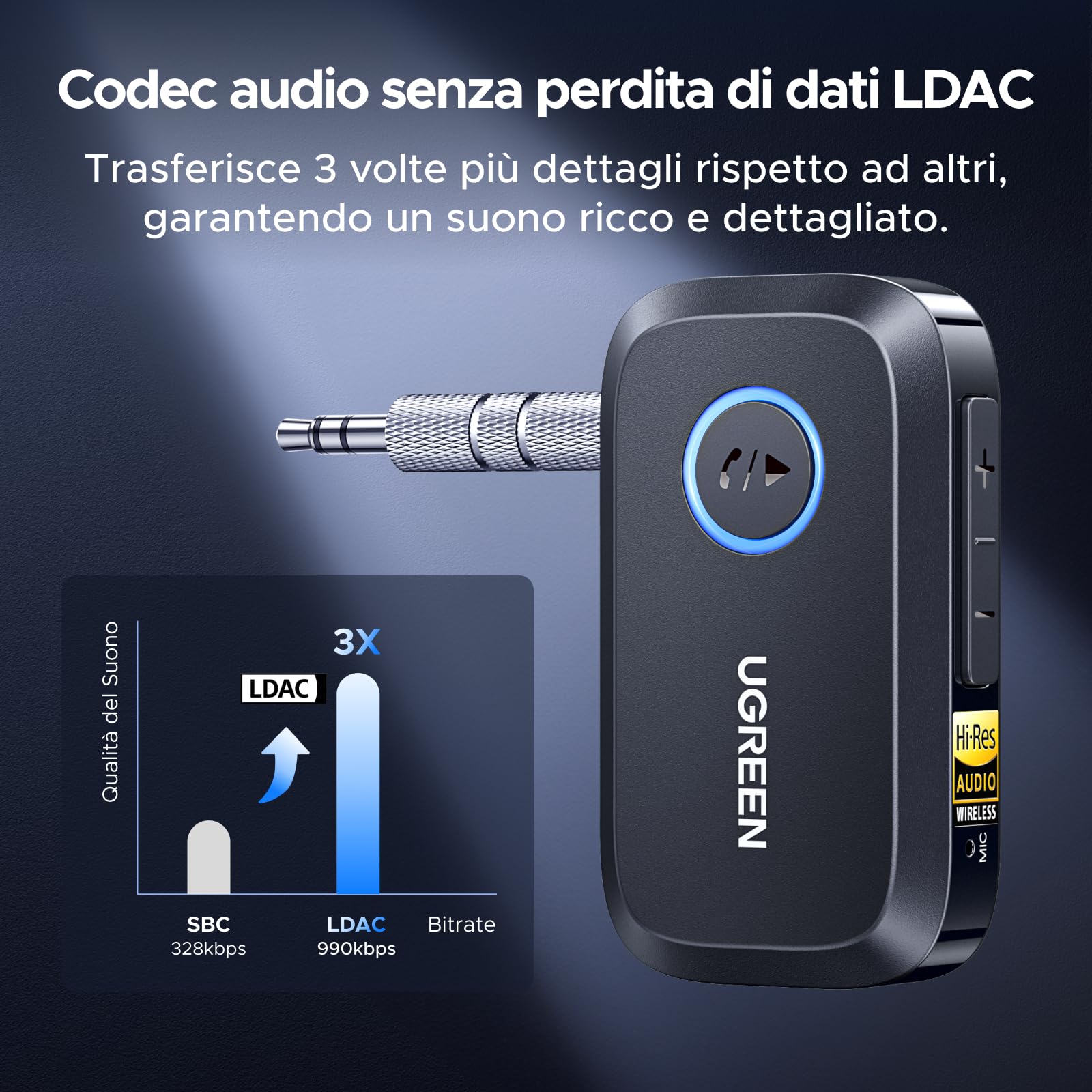 ugreen-ricevitore-bluetooth-6-0-ldac-aux-con-microfono-e-17h-autonomia image 2