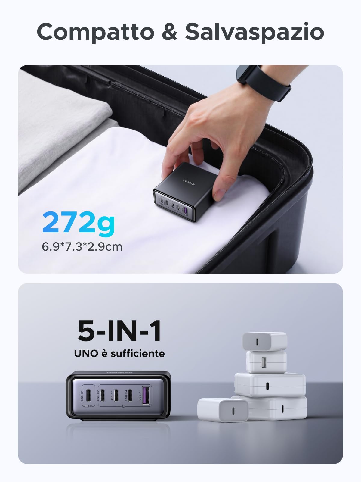 ugreen-zapix-65w-stazione-di-ricarica-gan-5-porte-usb-c-usb-a-pd-3-0-pps image 5