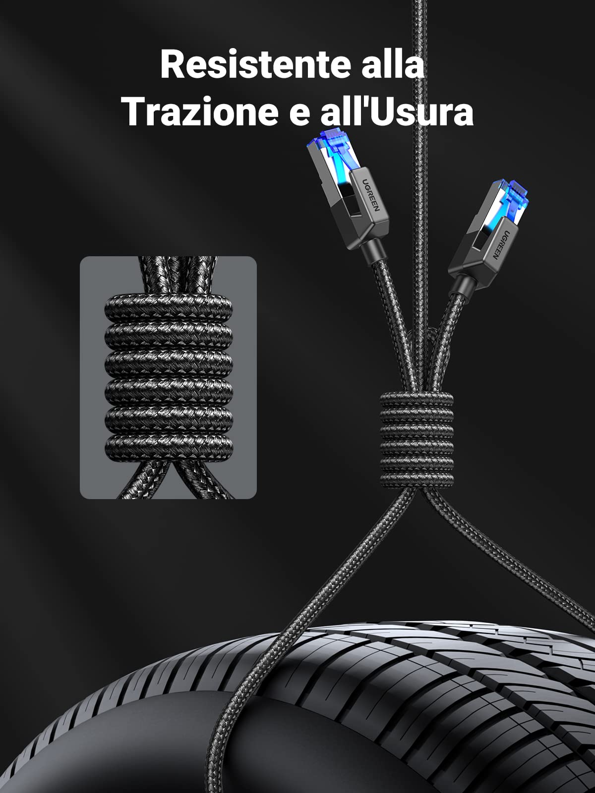 ugreen-cavo-ethernet-cat-8-rj45-40gbps-2000mhz-1m-nylon-intrecciato-nero image 4