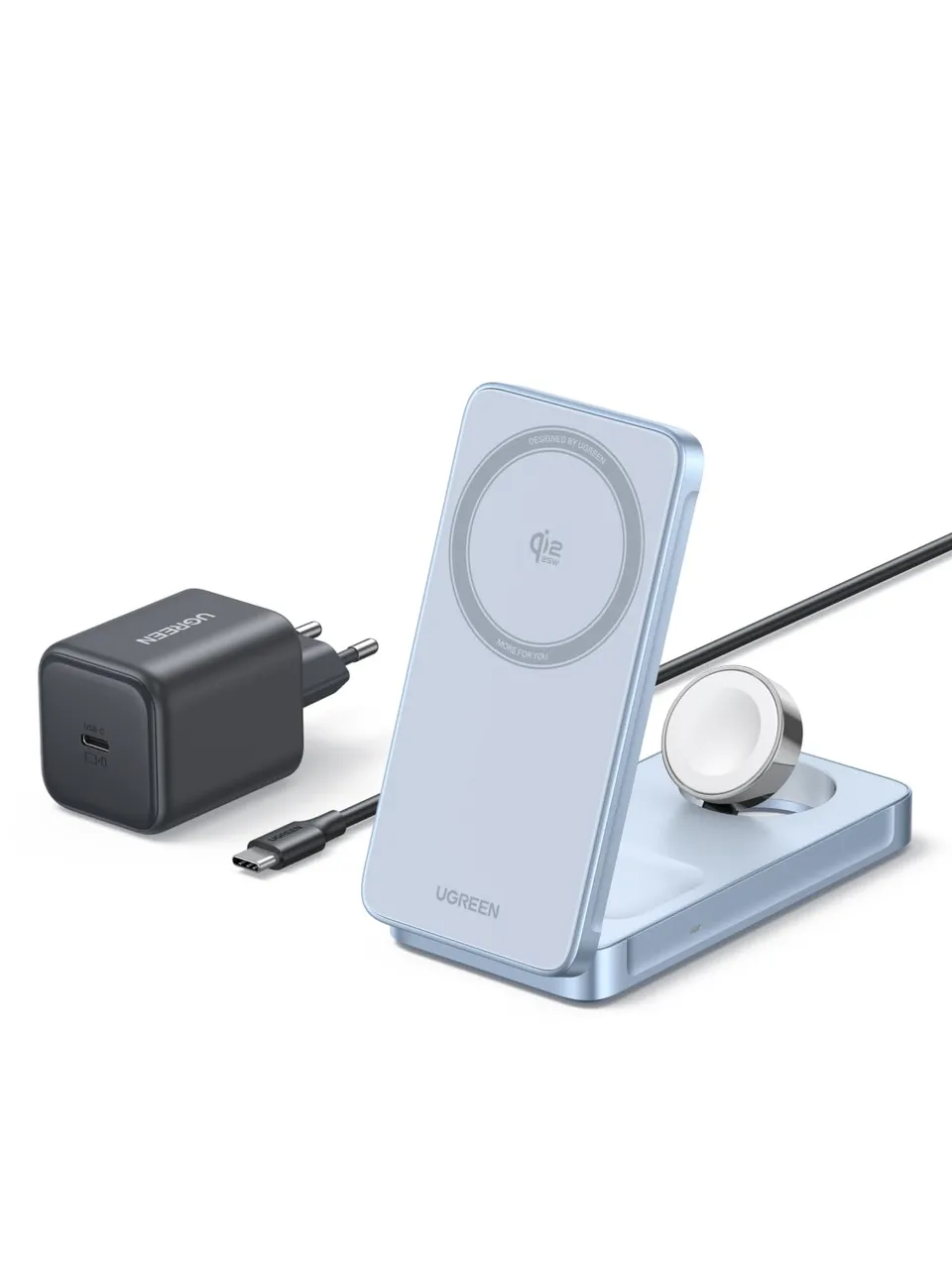 ugreen-magflow-stazione-ricarica-wireless-3in1-qi2-25w-pieghevole image 1