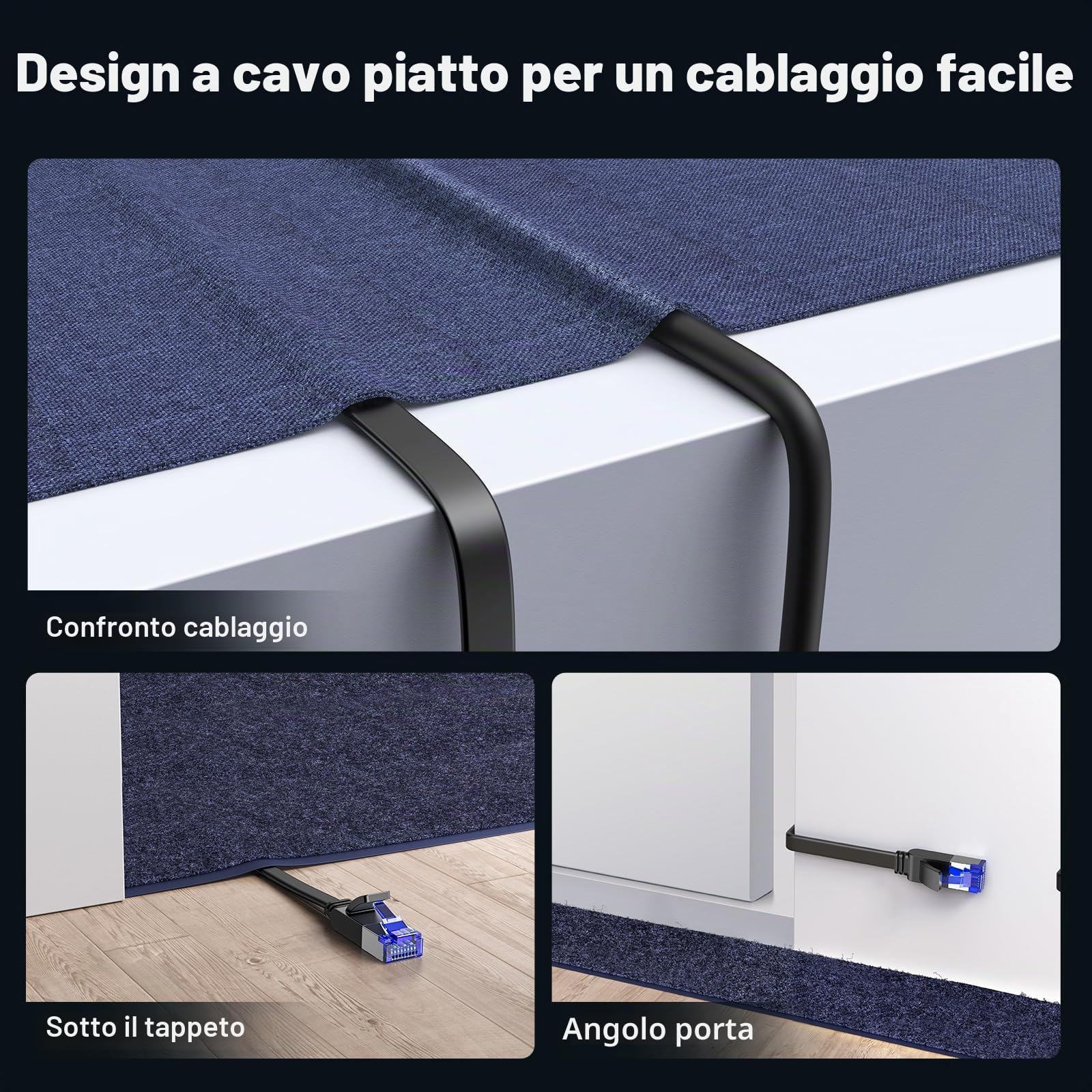 ugreen-cavo-ethernet-cat-8-piatto-10m-rj45-schermato-40gbps-2000mhz-placcato-oro image 3