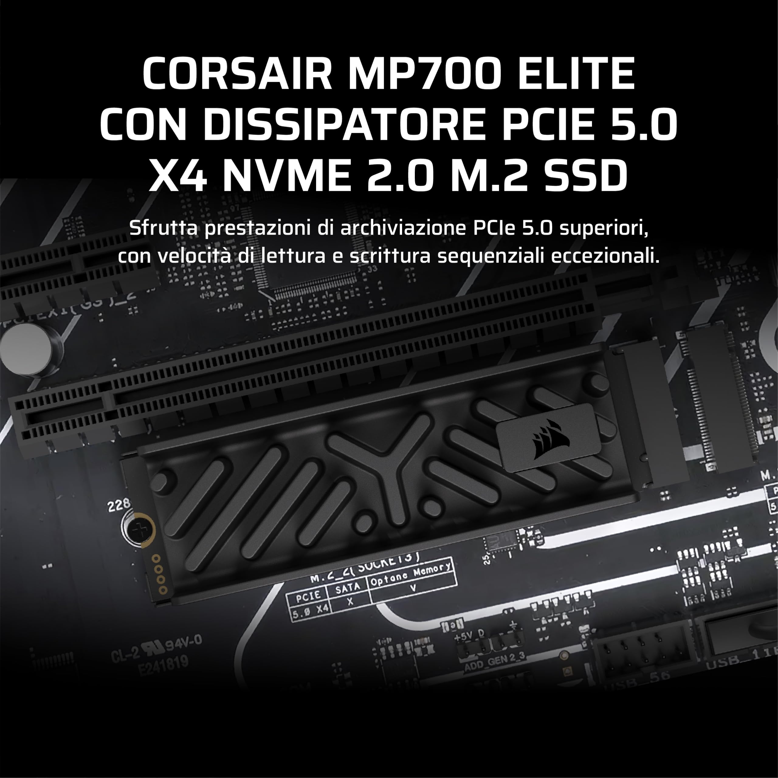 corsair-mp700-elite-4tb-ssd-pcie-5-0-nvme-m-2-con-dissipatore-9400-mb-s-nero image 2