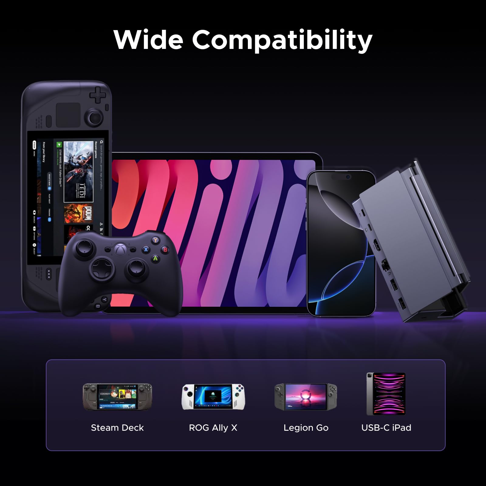 ugreen-6-in-1-docking-station-usb-c-con-supporto-per-steam-deck-rog-ally-legion- image 8