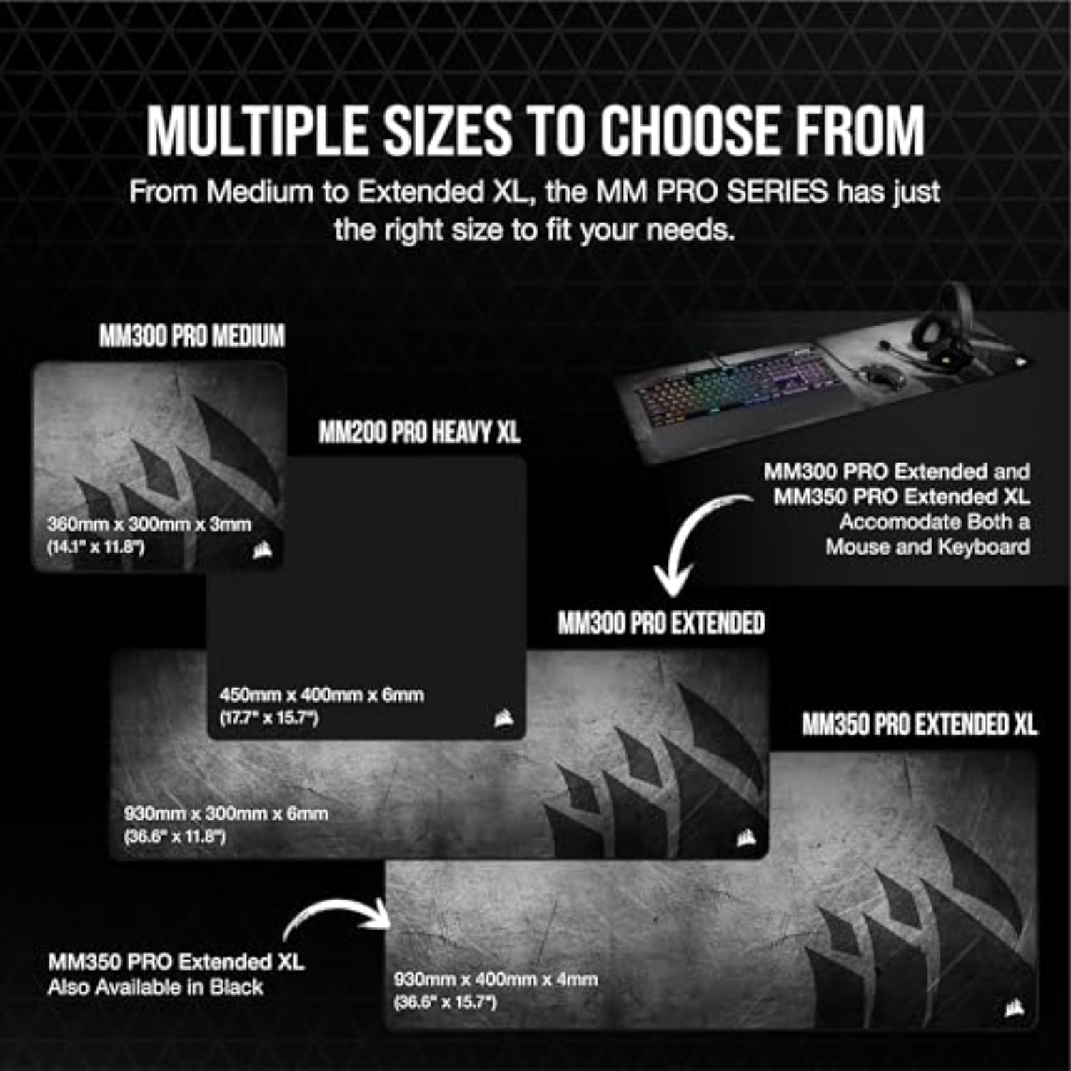 corsair-mm300-pro-tappetino-mouse-gaming-esteso-93x30-cm-nero-grigio image 7
