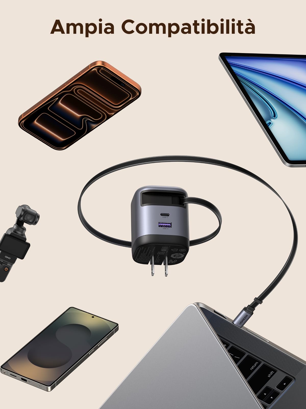 ugreen-nexode-45w-caricatore-usb-c-gan-3-in-1-con-cavo-retrattile-pd-3-0-pps-25w image 8