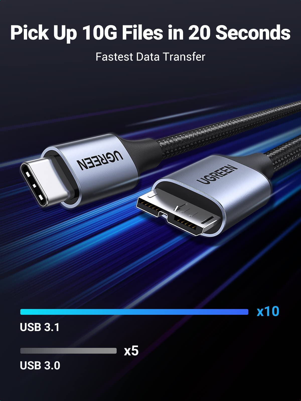 ugreen-cavo-usb-c-a-micro-usb-3-0-0-5m-5gbps-per-hdd-esterni image 3