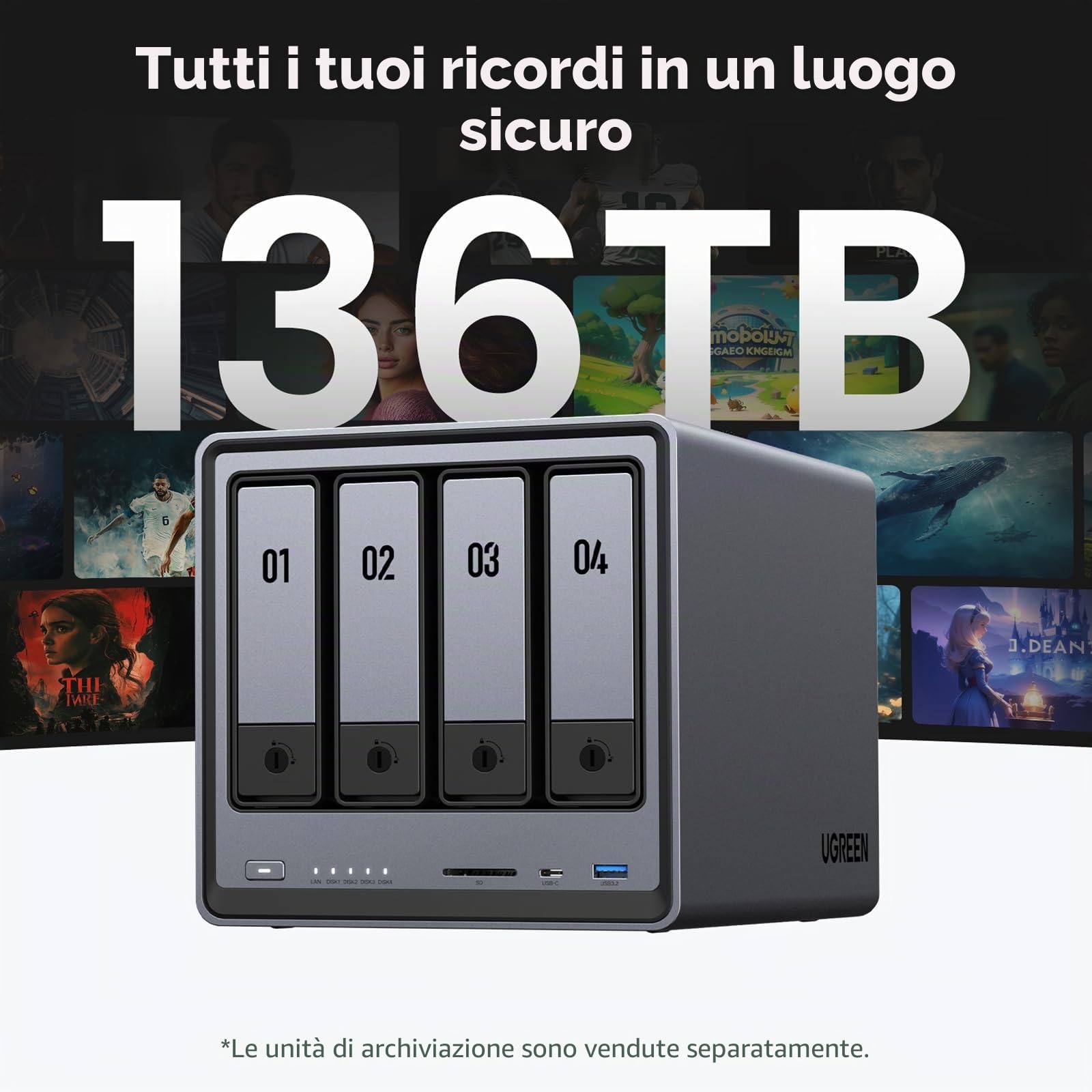 ugreen-nasync-dxp4800-nas-desktop-4-bay-intel-n100-8gb-ddr5-senza-disco image 3