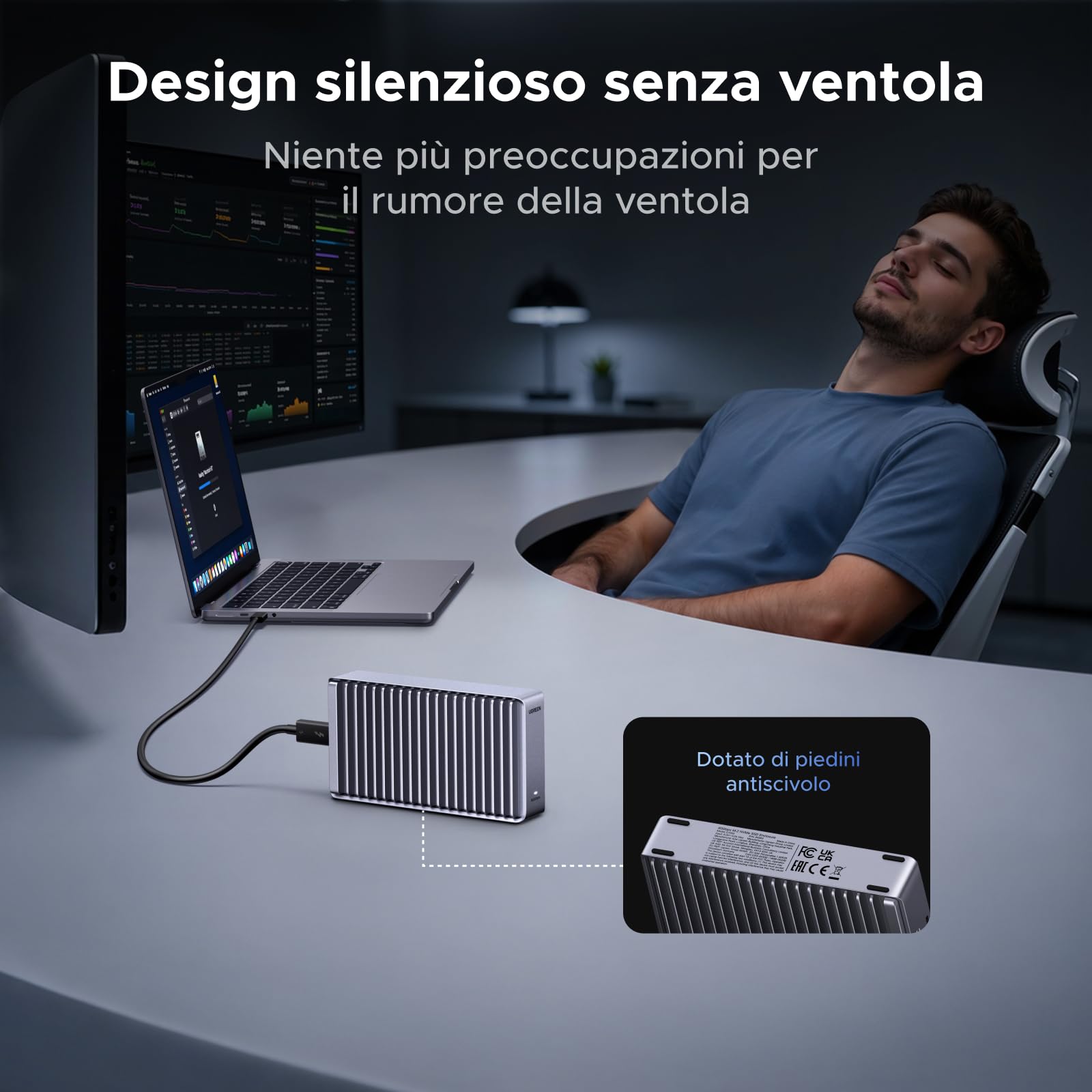 ugreen-case-per-ssd-m-2-nvme-80-gbps-thunderbolt-5-4-con-dissipatore-in-allumini image 5