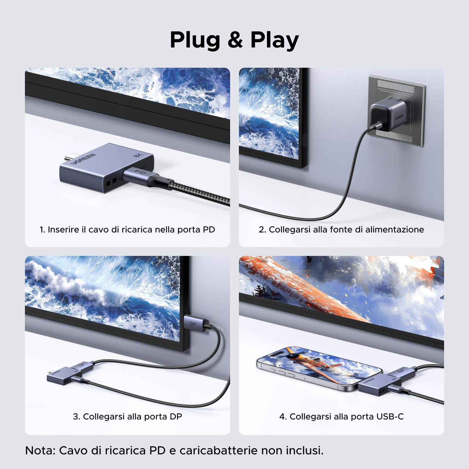 ugreen-cavo-usb-c-a-displayport-1-4-8k-60hz-con-pd-100w image 5