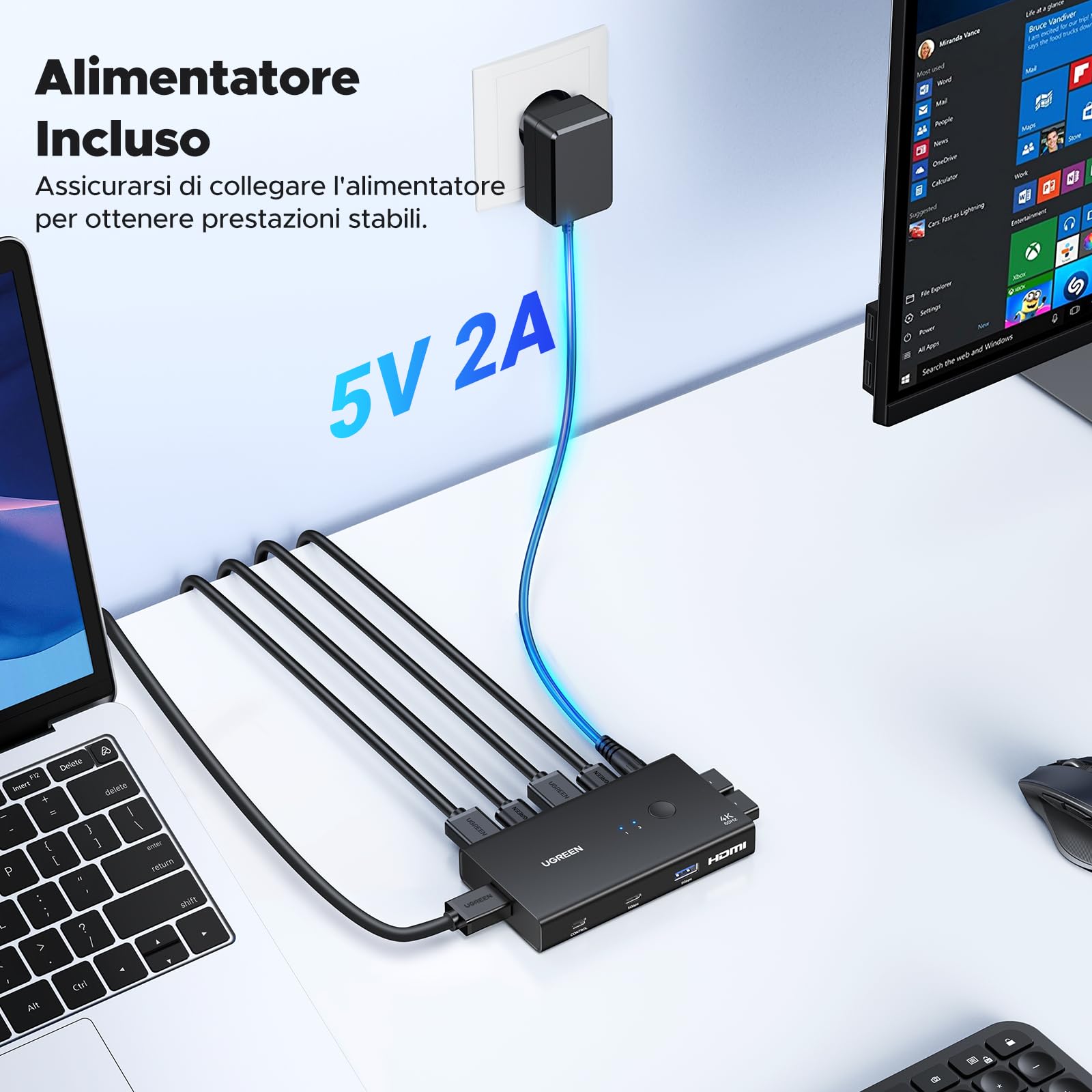 ugreen-switch-kvm-hdmi-4k-60hz-2-ingressi-1-uscita-con-4-usb-3-0 image 5
