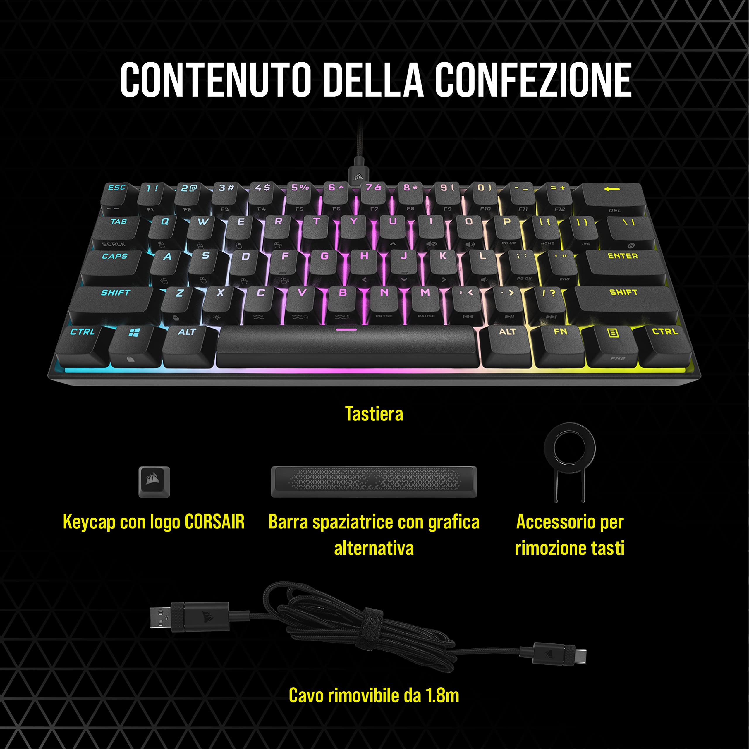 corsair-k65-rgb-mini-60-tastiera-meccanica-gaming-cherry-mx-red-qwerty-it-nero image 7