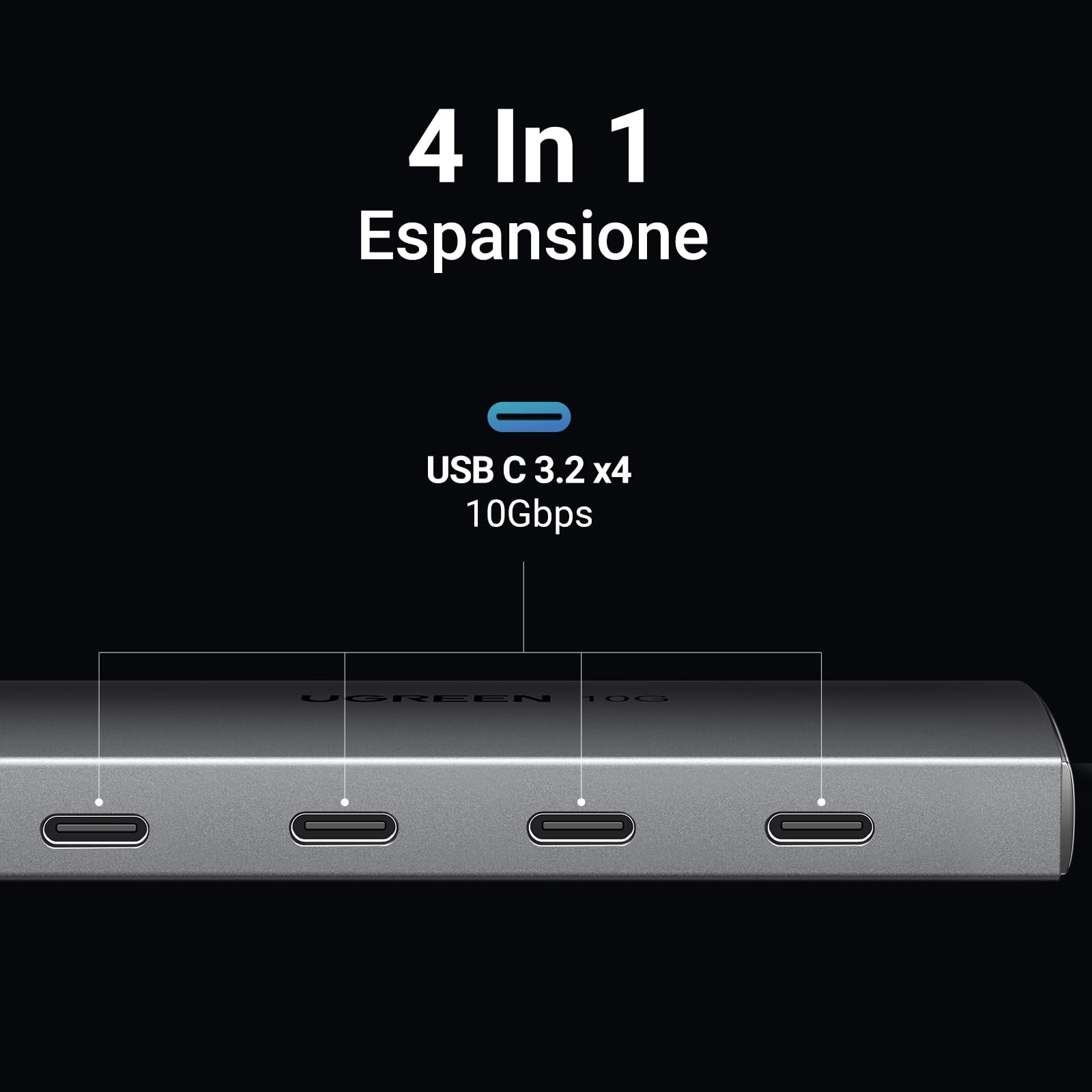 ugreen-hub-usb-c-3-2-gen2-10gbps-a-4-porte-usb-c-alluminio image 2