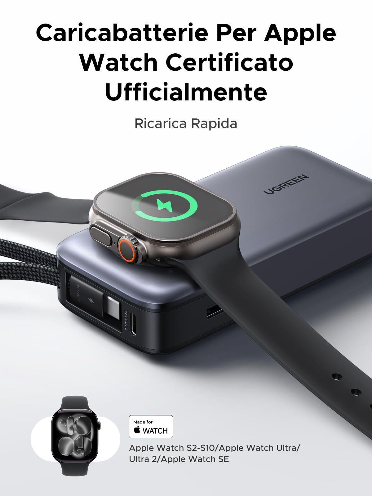 ugreen-nexode-power-bank-10000mah-30w-con-cavo-usb-c-e-ricarica-iwatch image 3