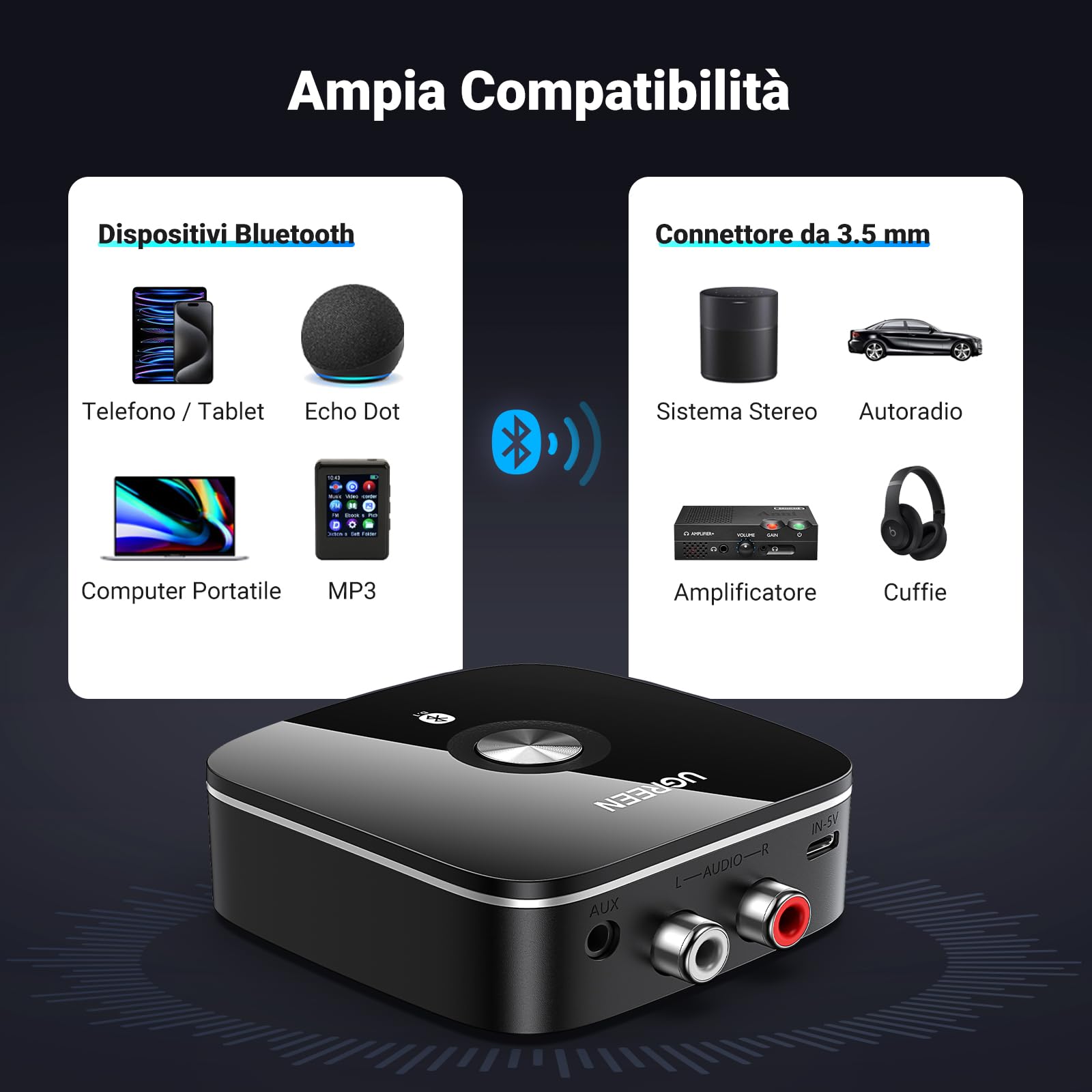 ugreen-ricevitore-bluetooth-5-3-hifi-jack-3-5mm-2rca-8h-autonomia image 5