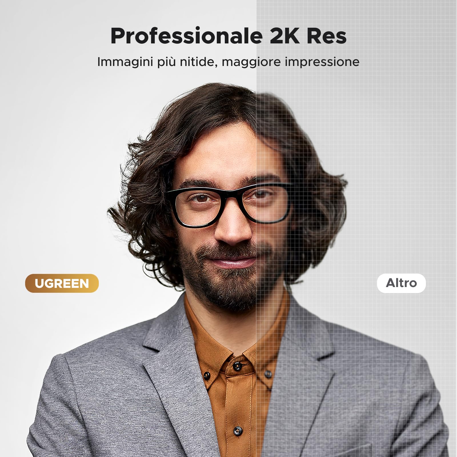 ugreen-webcam-2k-30fps-con-doppio-microfono-webcam-usb-plug-play-grigio image 2