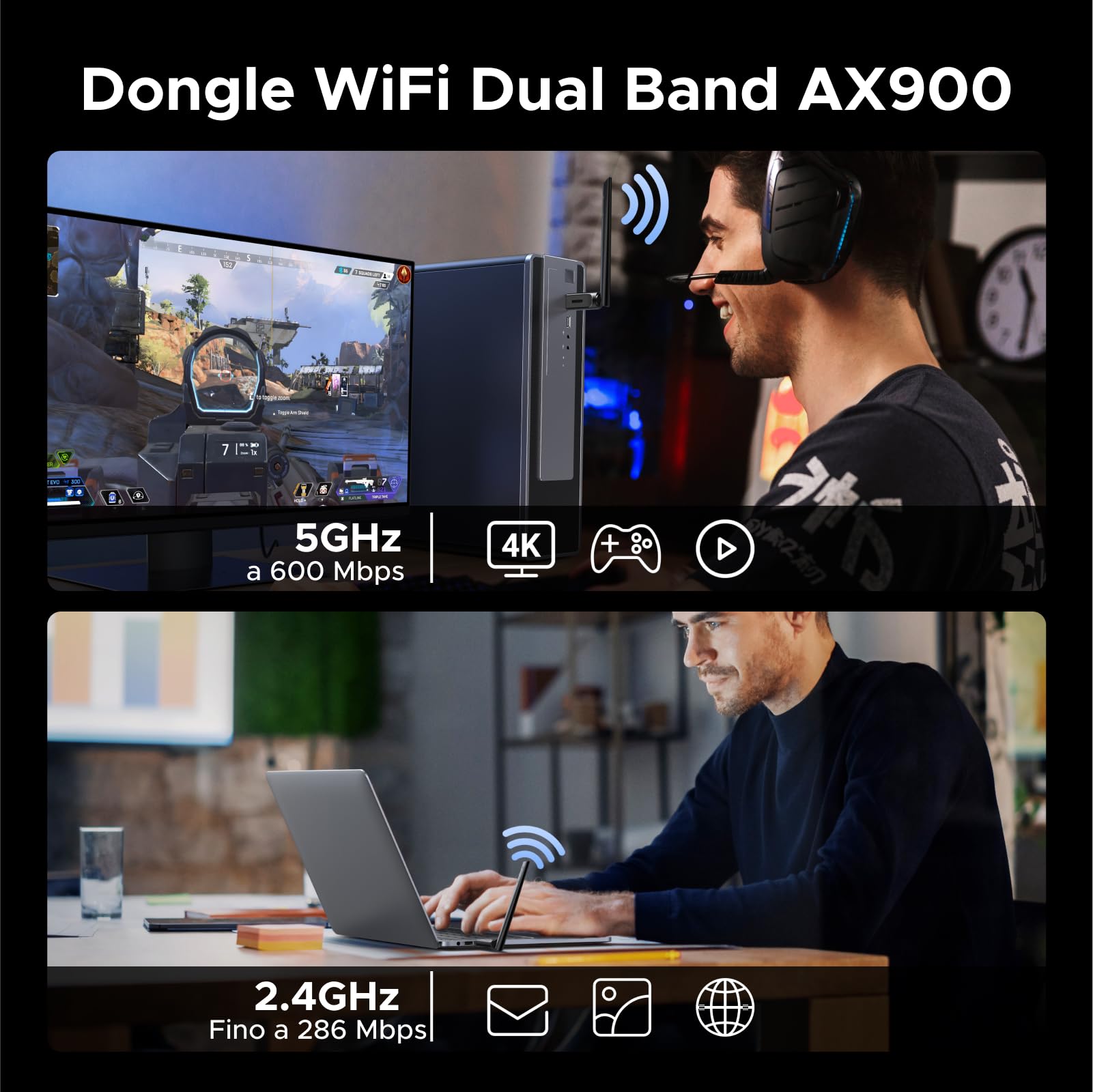 ugreen-ax900-adattatore-usb-wifi-6-bluetooth-5-4-con-antenna-6dbi image 3