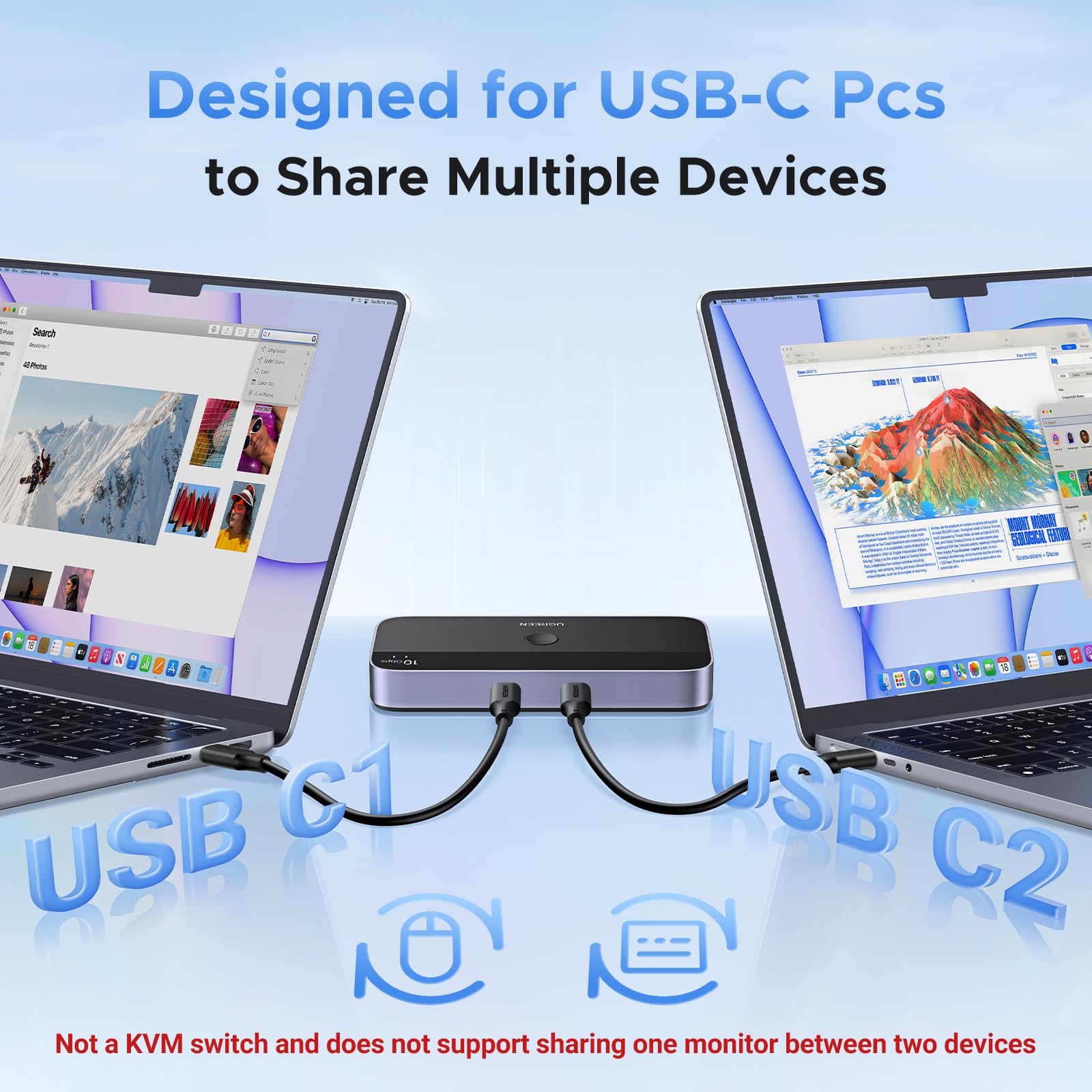 ugreen-switch-usb-c-3-2-10gbps-2-ingressi-4-uscite-kvm-con-controller image 2