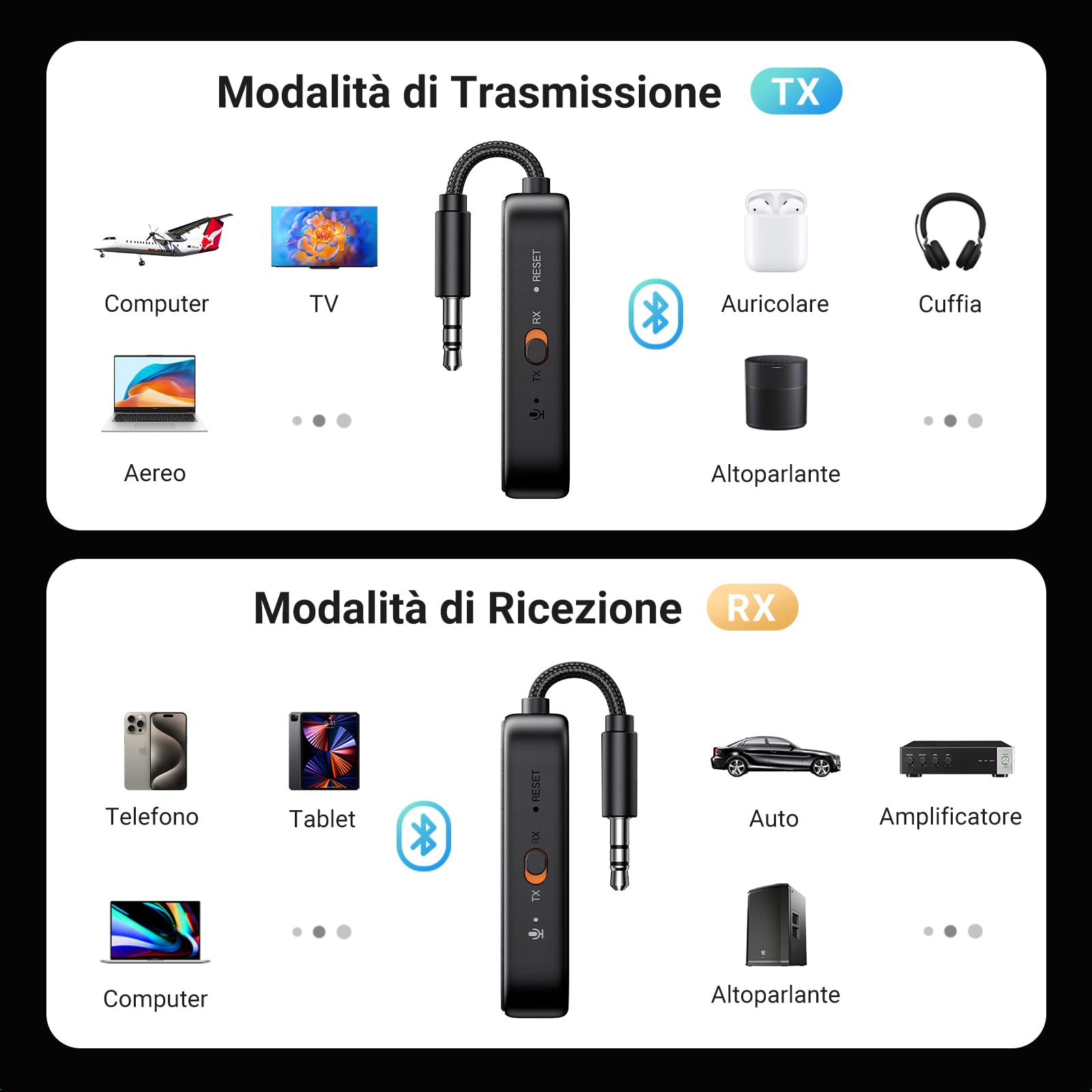 ugreen-trasmettitore-ricevitore-bluetooth-5-3-jack-3-5mm-2-in-1-con-microfono-e- image 3