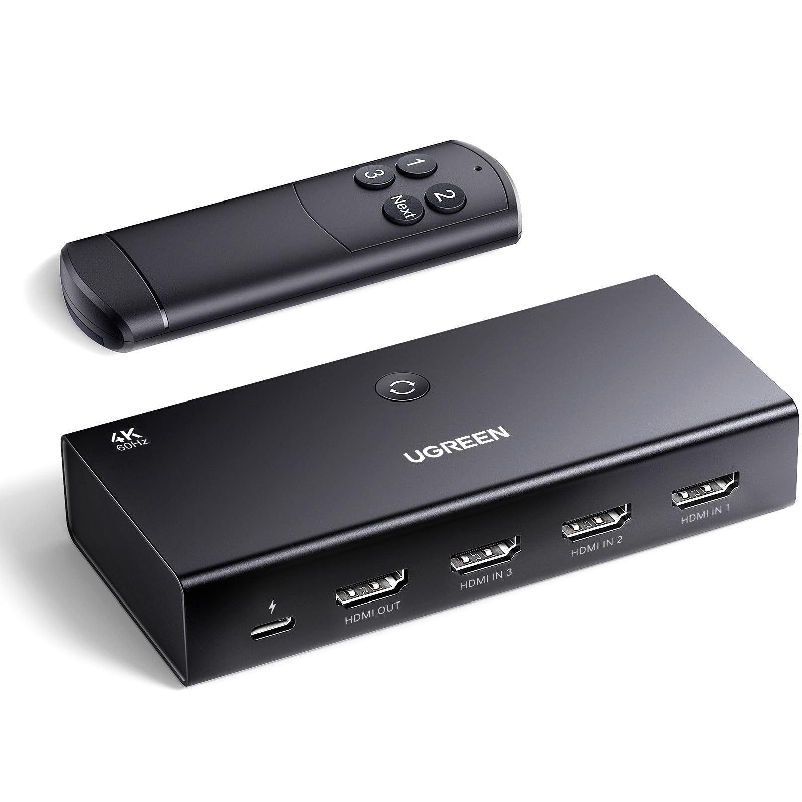 ugreen-switch-hdmi-4k-60hz-3-ingressi-1-uscita-con-telecomando-ir image 1